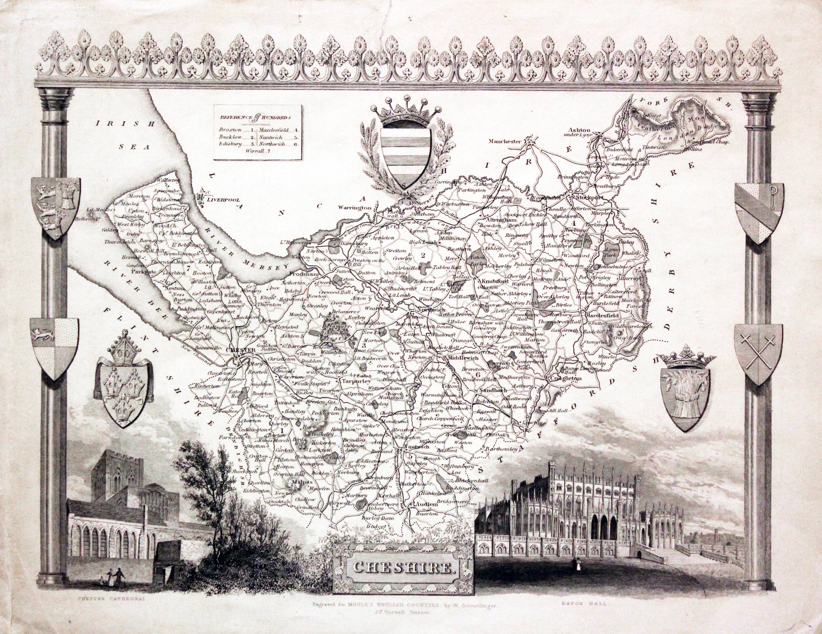 Map of Cheshire by Thomas Moule  Map of Cheshire by Thomas Moule