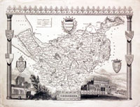Map of Cheshire by Thomas Moule