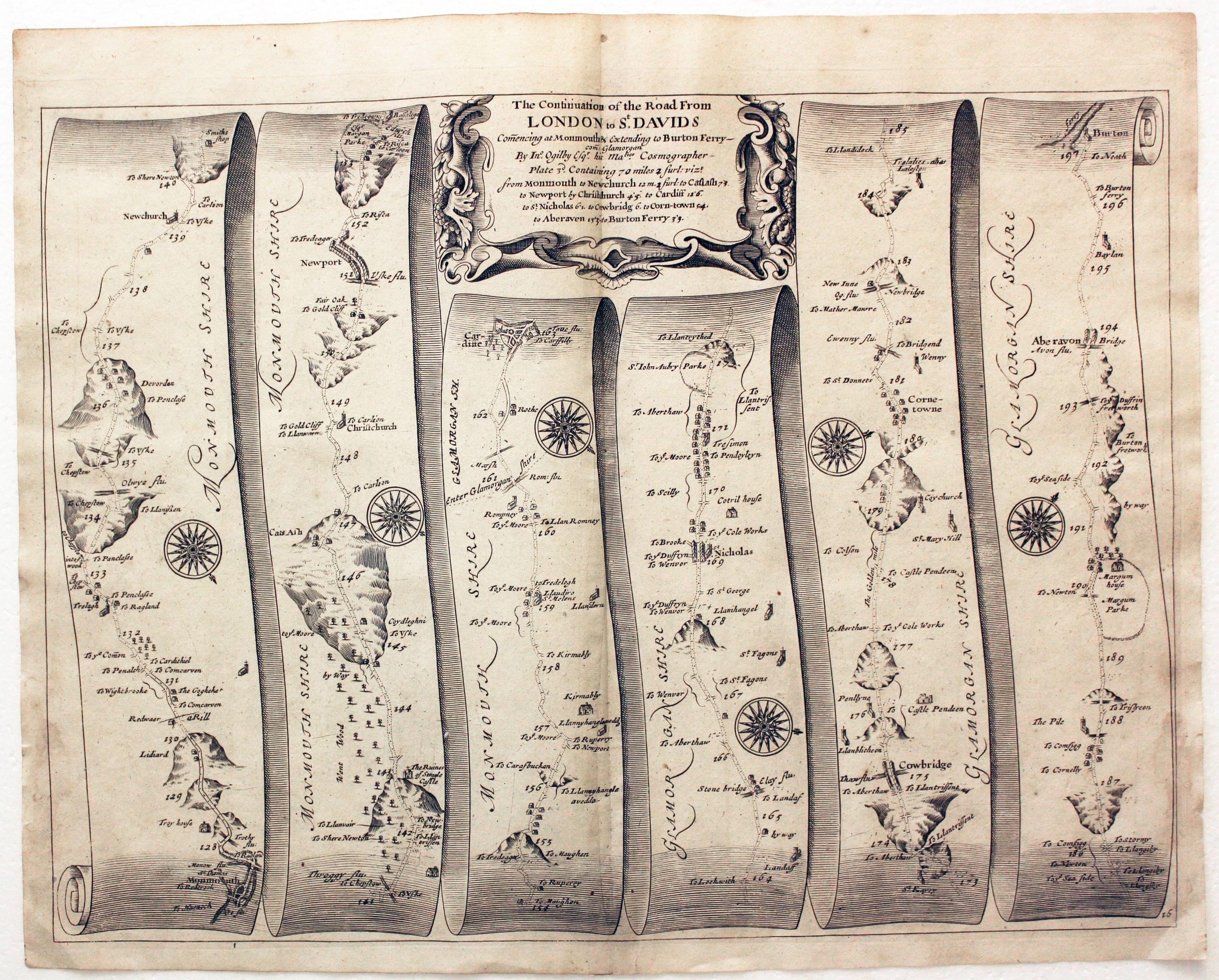 London to St. Davids. Monmouth, Newport, Cardiff, Cowbridge, Aberavon, Burton John Ogilby