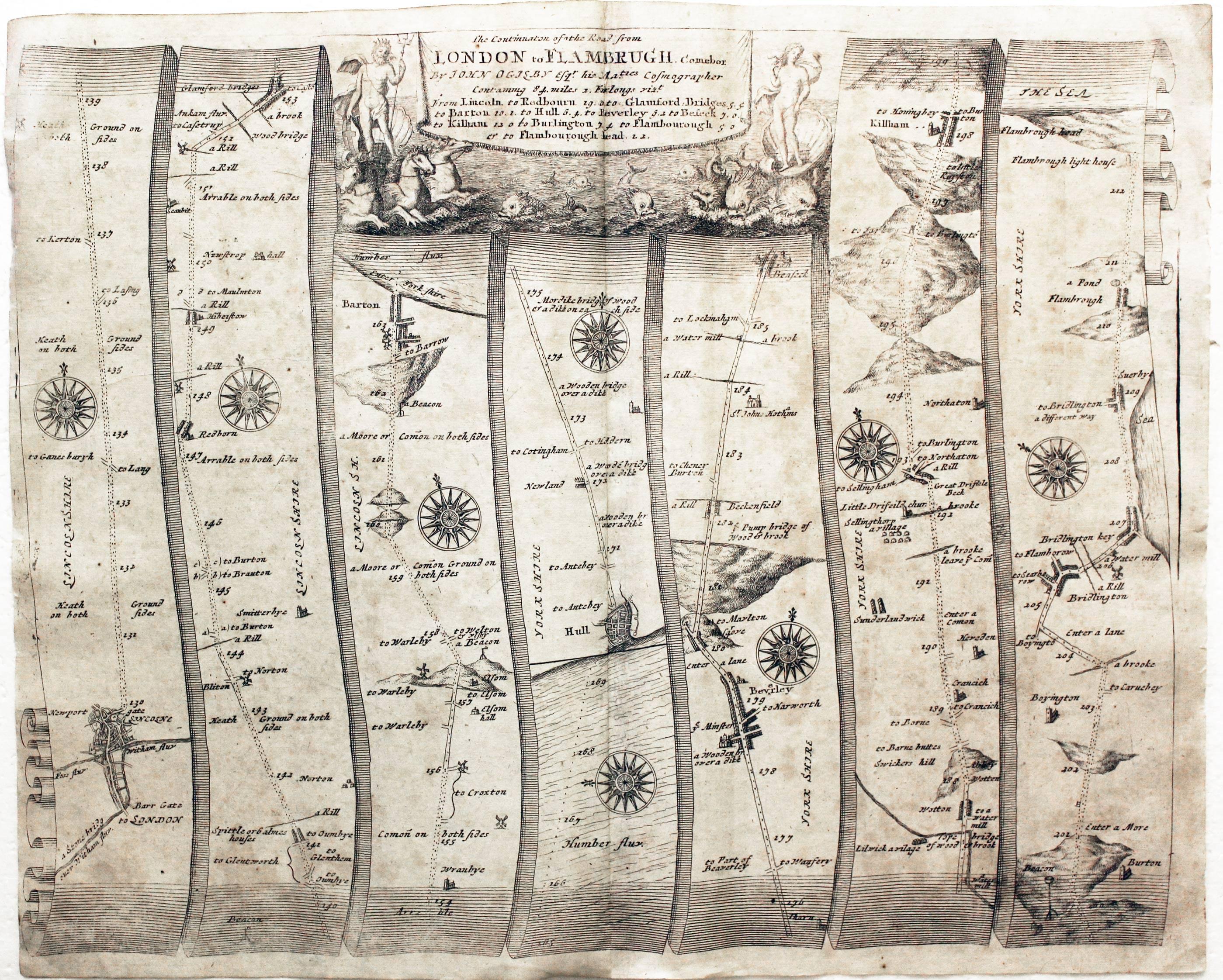 London to Flamborough Plate 2. Lincoln, Barton, Hull, Beverley, Flamborough John Ogilby  London to Flamborough Plate 2. Lincoln, Barton, Hull, Beverley, Flamborough John Ogilby