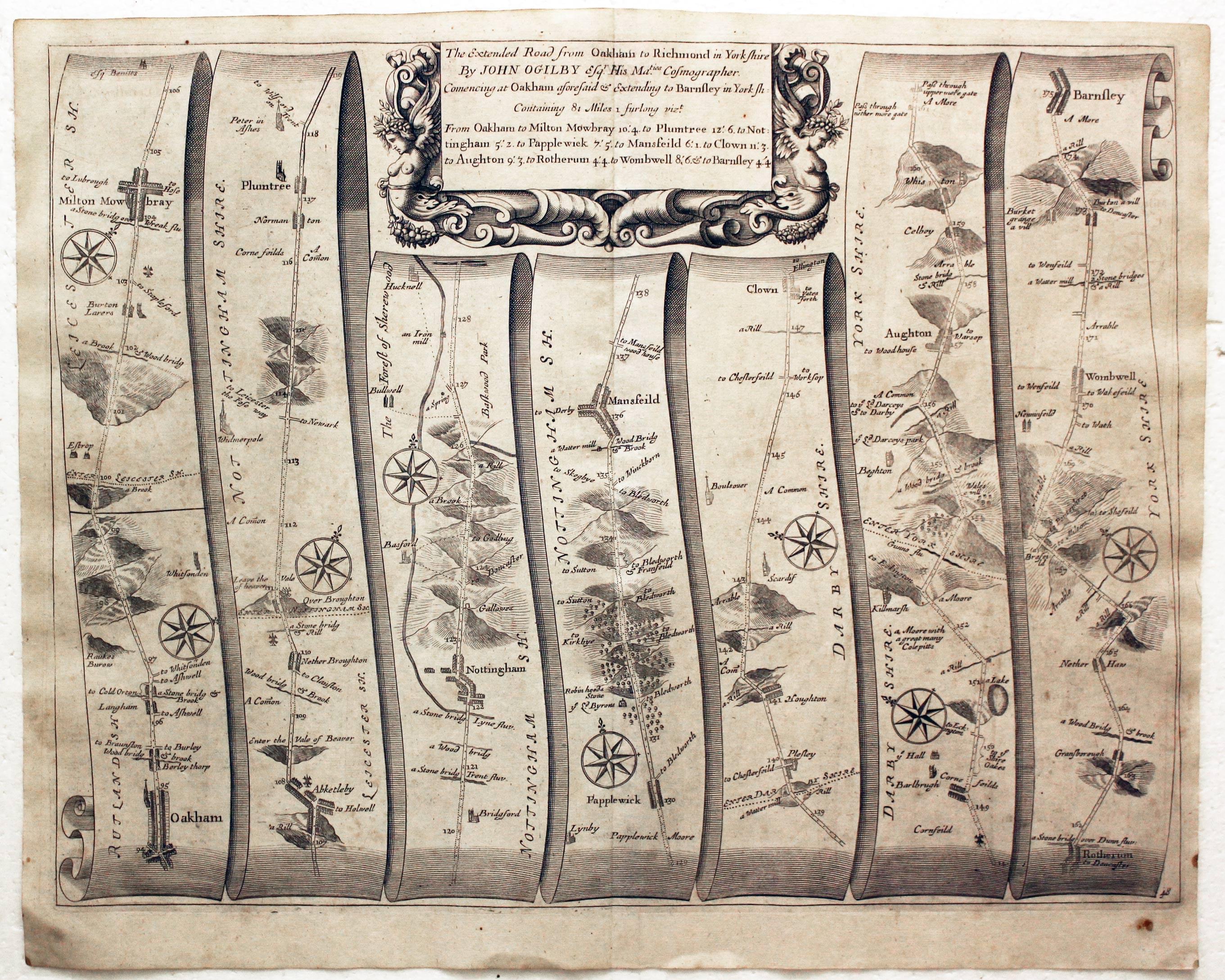 Oakham, Melton Mowbray, Nottingham, Mansfield, Rotherham, Barnsley John Ogilby  Oakham, Melton Mowbray, Nottingham, Mansfield, Rotherham, Barnsley John Ogilby