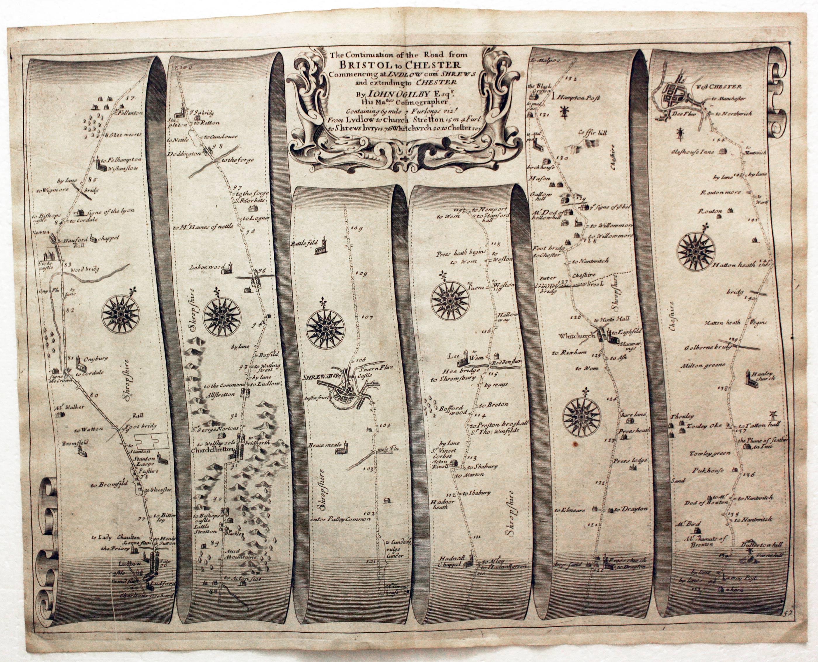 Bristol to West Chester. Plate 2.  Ludlow, Shrewsbury, Whitchurch, Chester ohn Ogilby  Bristol to West Chester. Plate 2.  Ludlow, Shrewsbury, Whitchurch, Chester ohn Ogilby
