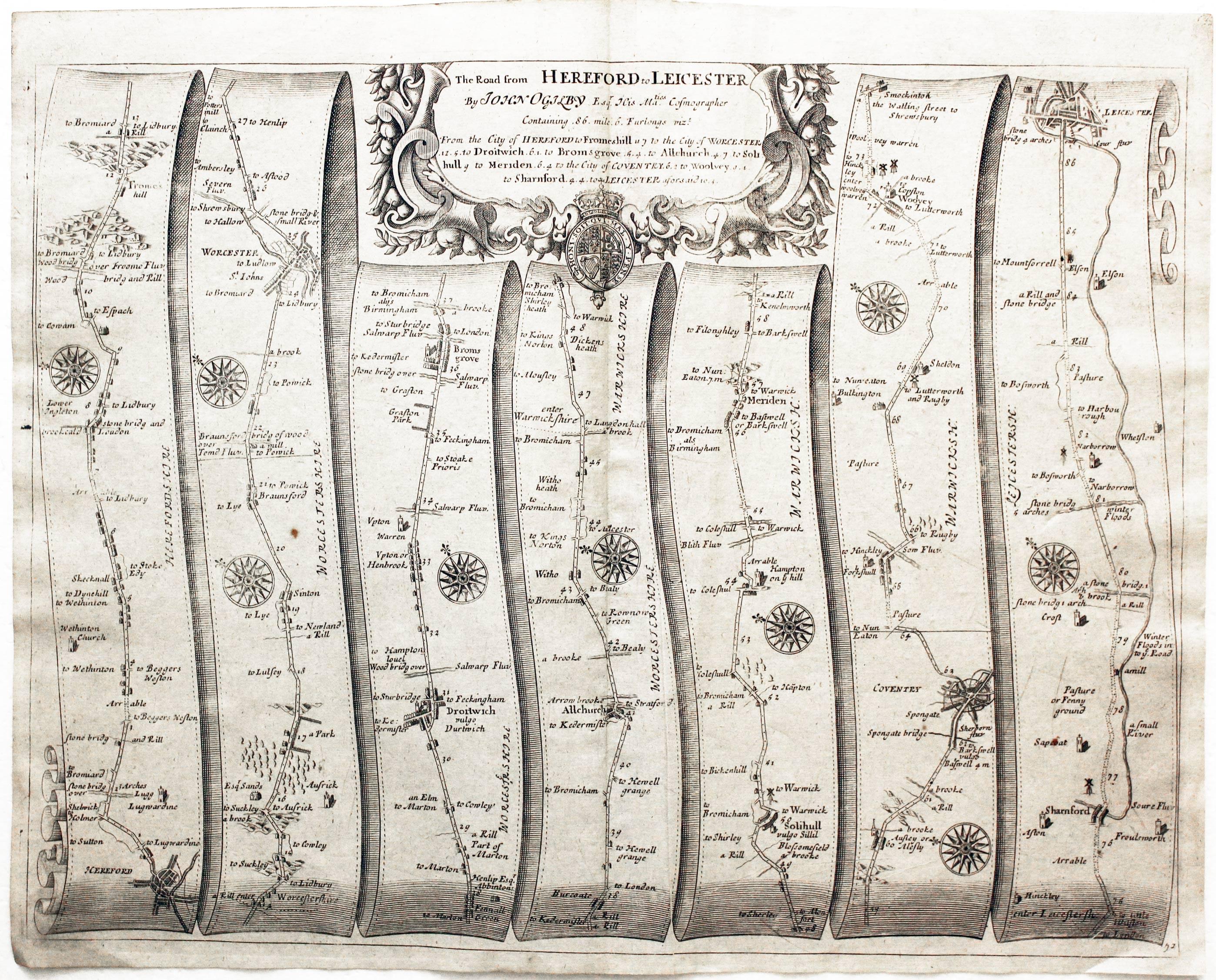 Hereford, Worcester, Droitwich, Bromsgrove, Coventry, Leicester John Pgilby  Hereford, Worcester, Droitwich, Bromsgrove, Coventry, Leicester John Pgilby