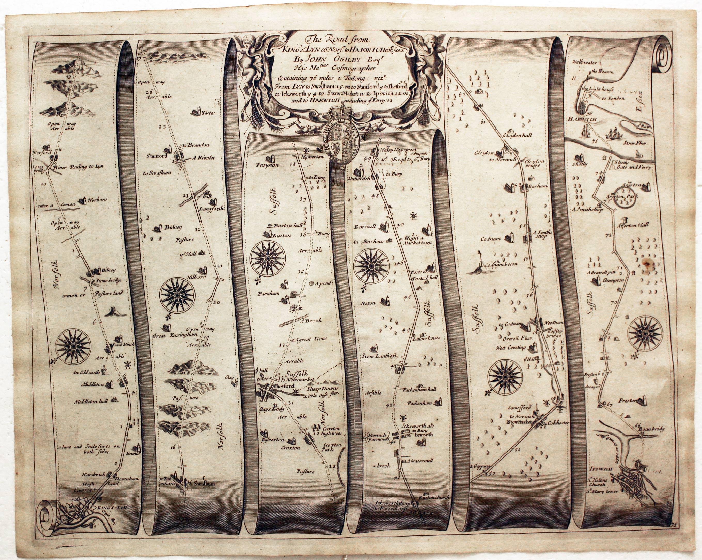 King's Lynn, Thetford, Stowmarket, Harwich John Ogilby  King's Lynn, Thetford, Stowmarket, Harwich John Ogilby