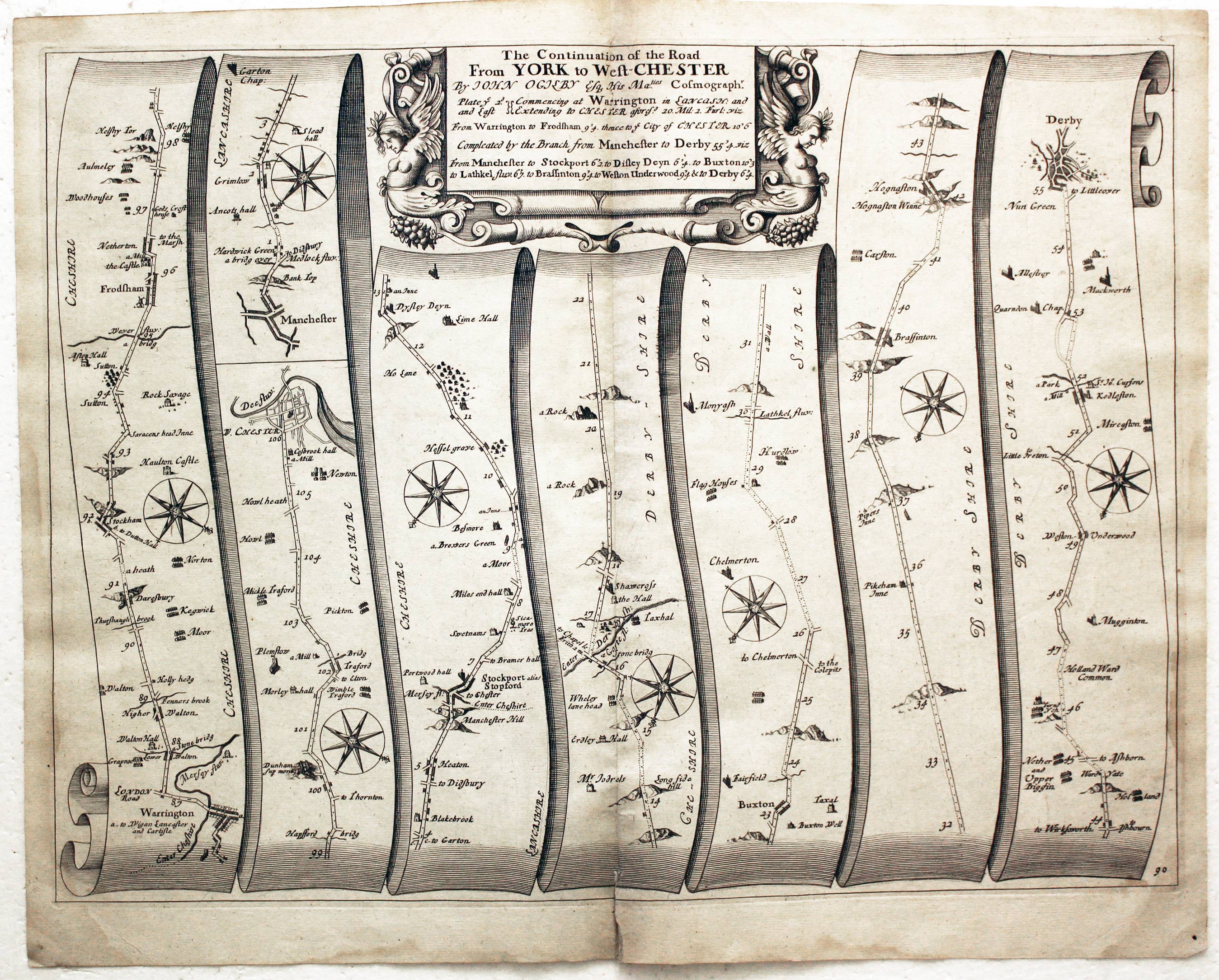 Warrington, Chester. Manchester, Stockport, Derby John Ogilby
