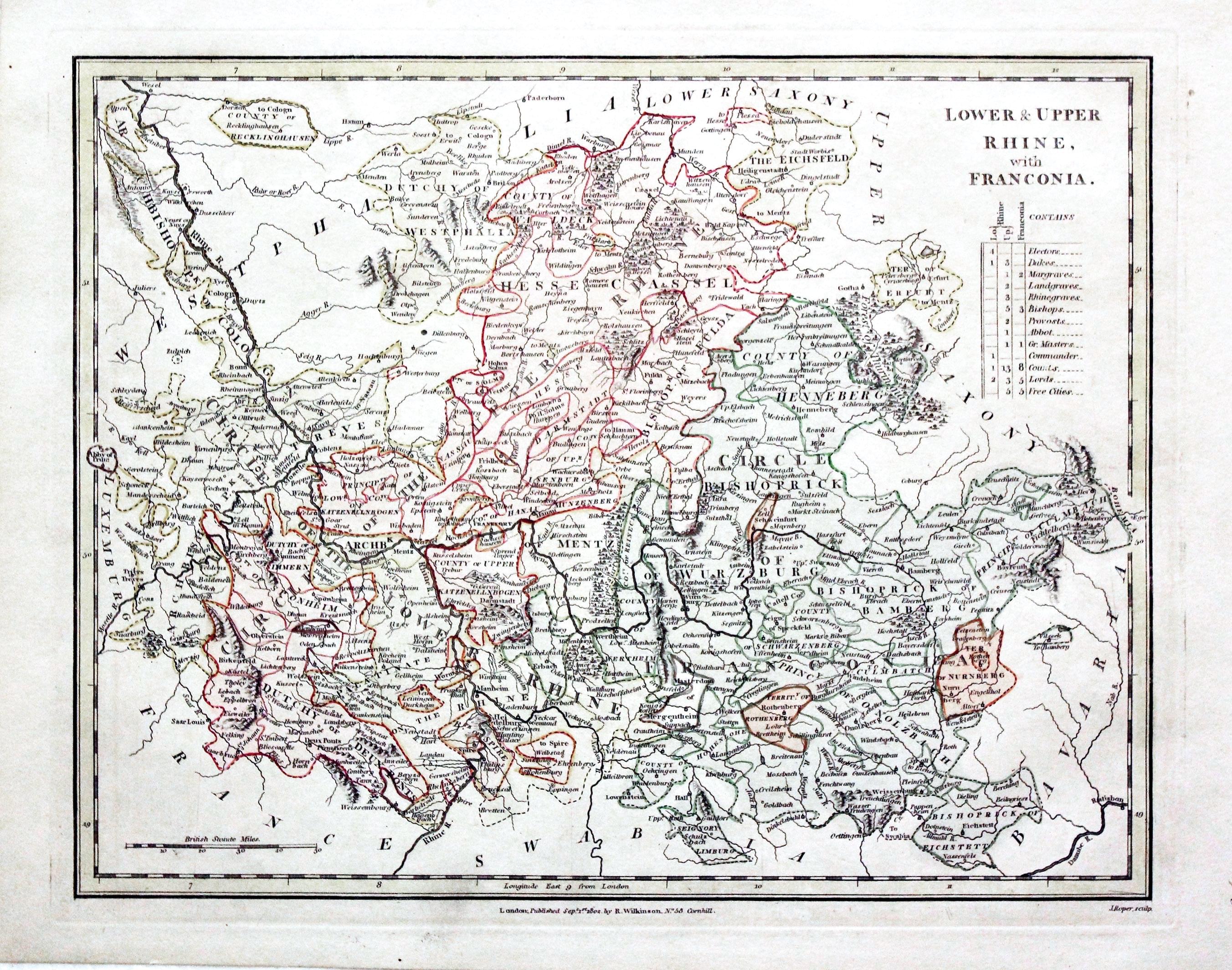 Upper and Lower Rhine with Franconia, Robert Wilkinson, 1802  Upper and Lower Rhine with Franconia, Robert Wilkinson, 1802