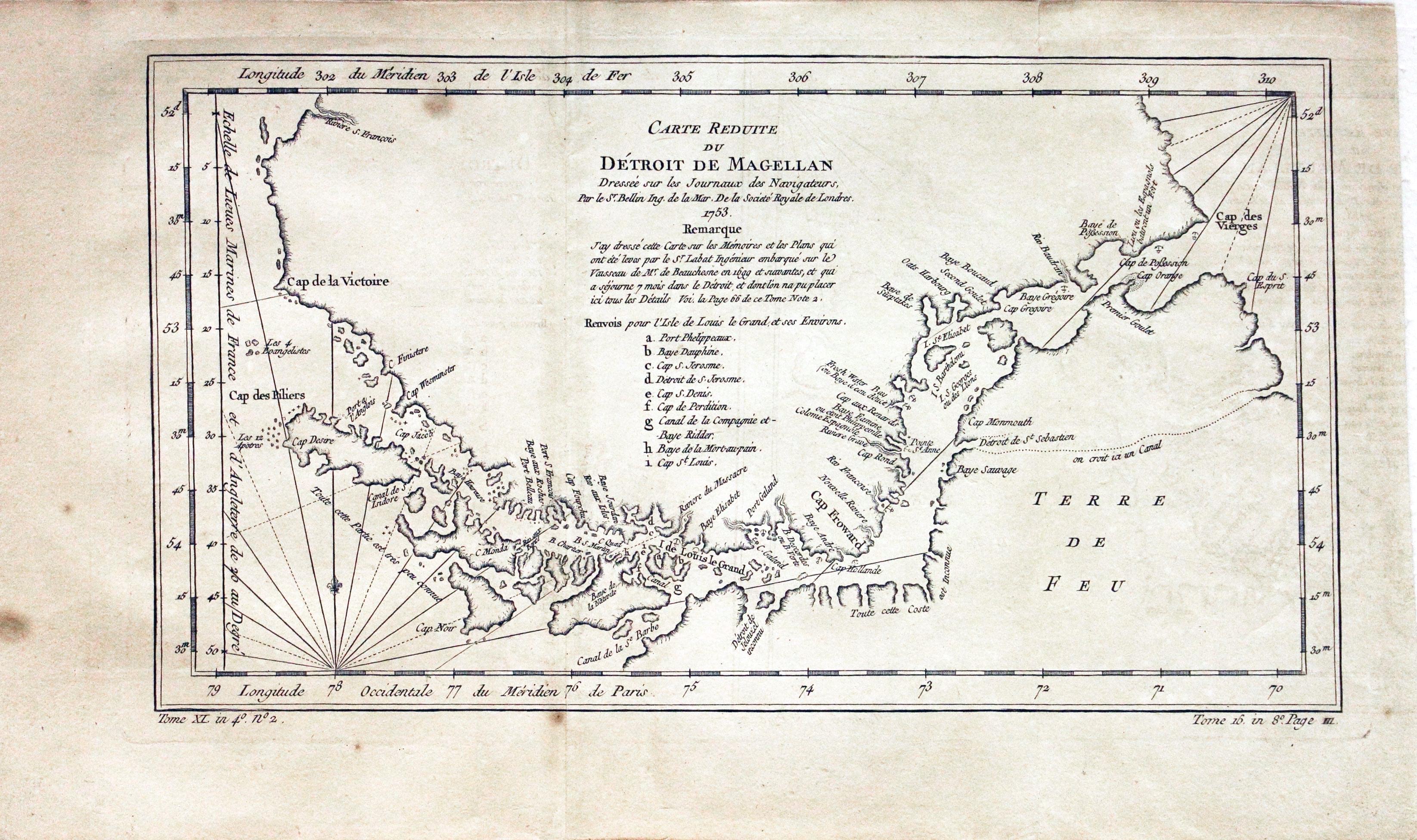 Magellan Straits, Jacques Nicholas Bellin, 1753  Magellan Straits, Jacques Nicholas Bellin, 1753