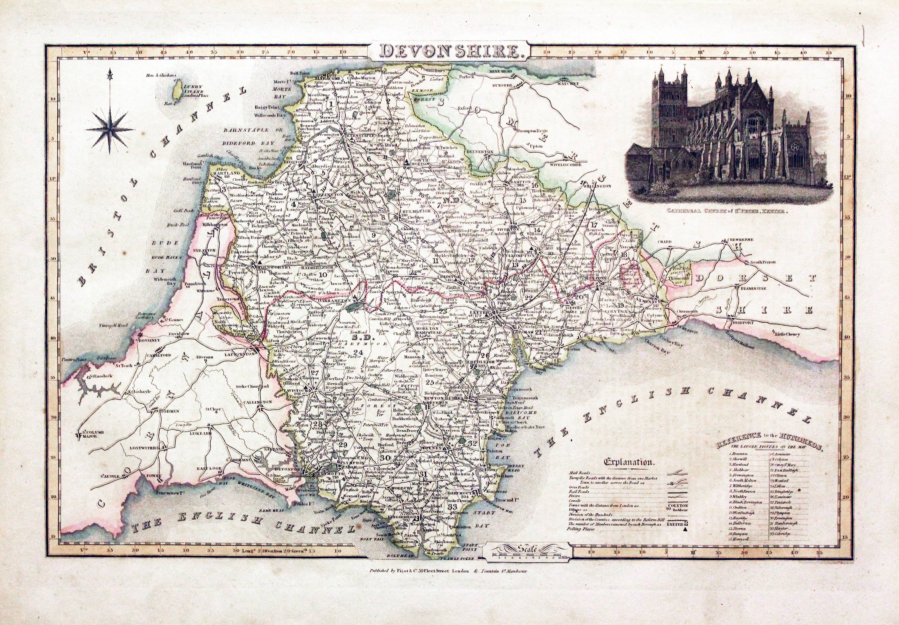Map of Devonshire by James Pigot  Map of Devonshire by James Pigot