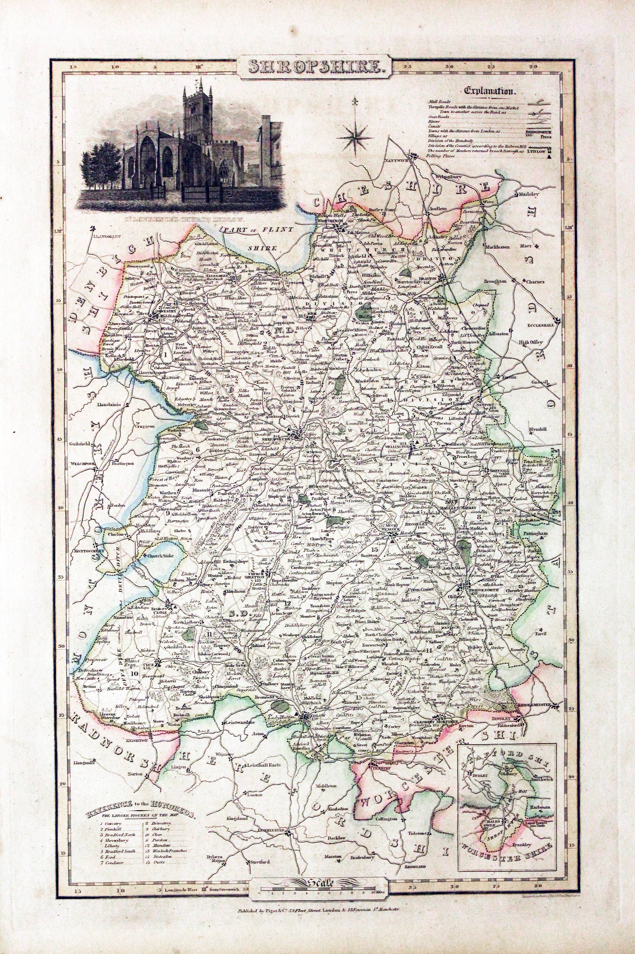 Map of Shropshire by James Pigot  Map of Shropshire by James Pigot