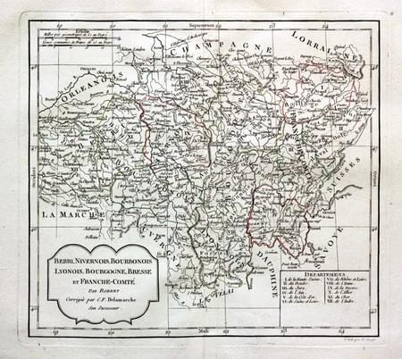 Berri, Bourgogne, Lyonnais, Robert de Vaugondy 1812