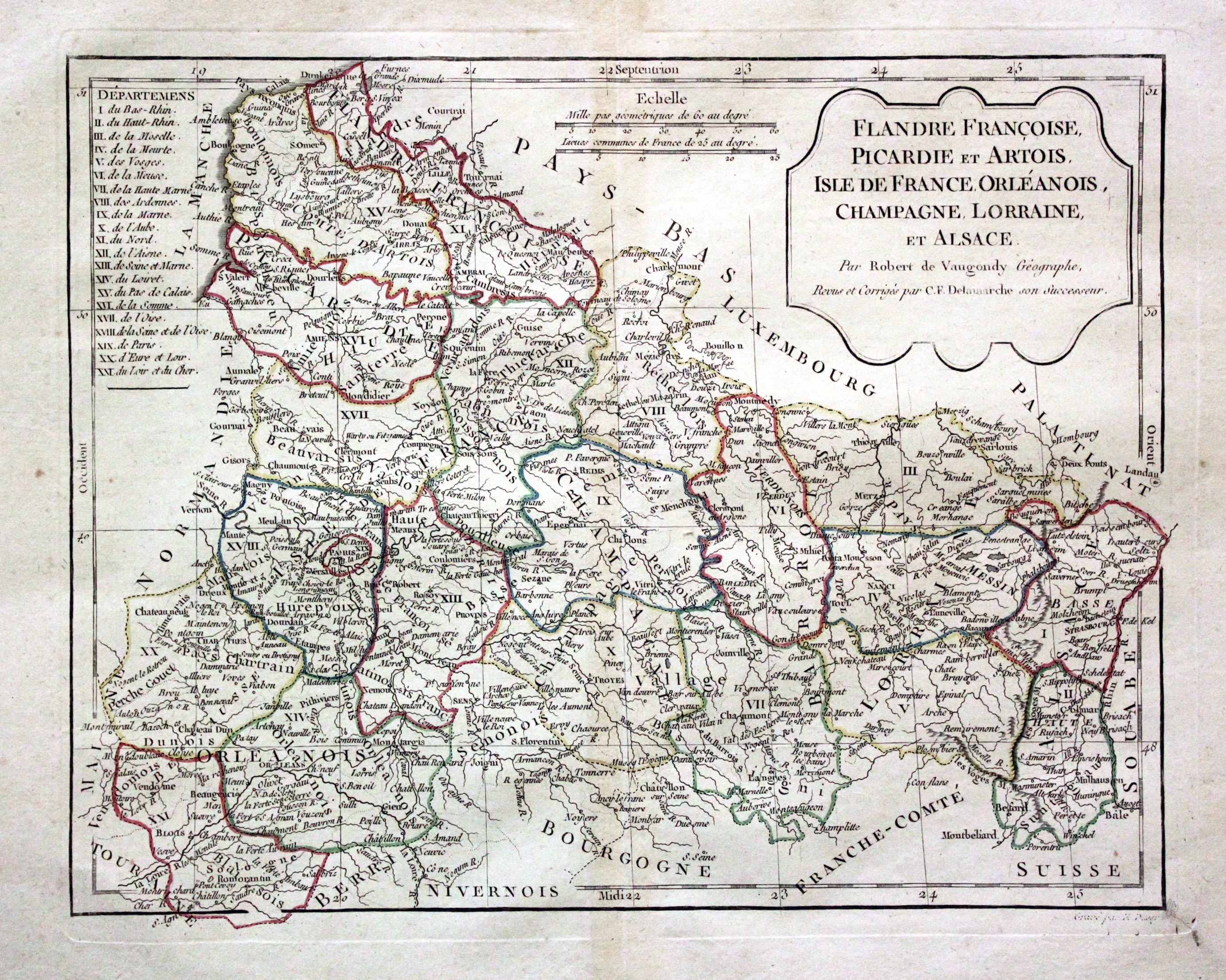 Flanders, Picardy, Isle de France, Robert de Vaugondy / Charles Francois Delamarche, 1812