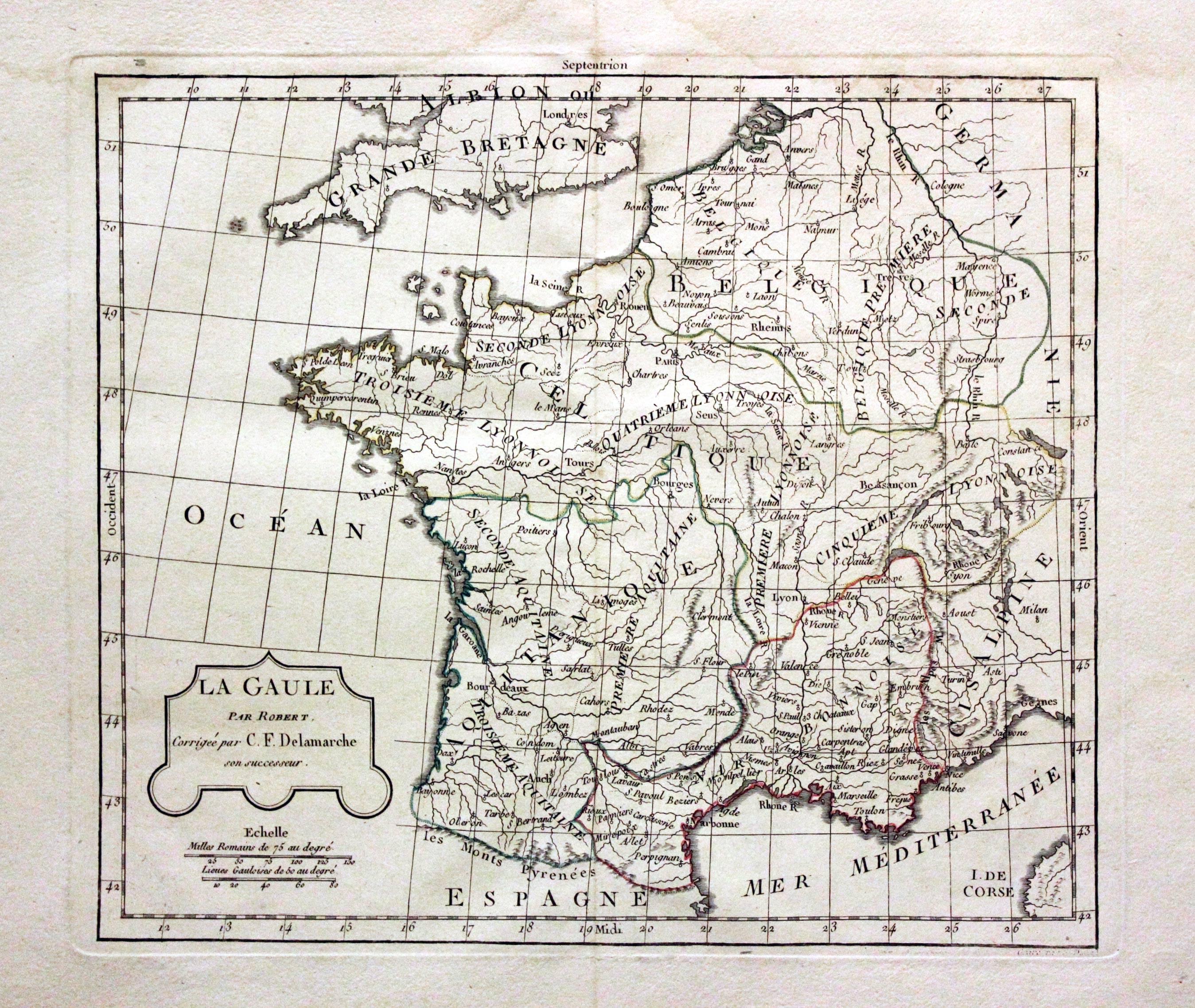 Ancient France, Robert de Vaugondy / Charles Francois Delamarche, 1812  Ancient France, Robert de Vaugondy / Charles Francois Delamarche, 1812