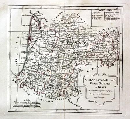 Guyenne, Gascogne and Bearn, Robert de Vaugondy / Charles Francois Delamarche, 1812