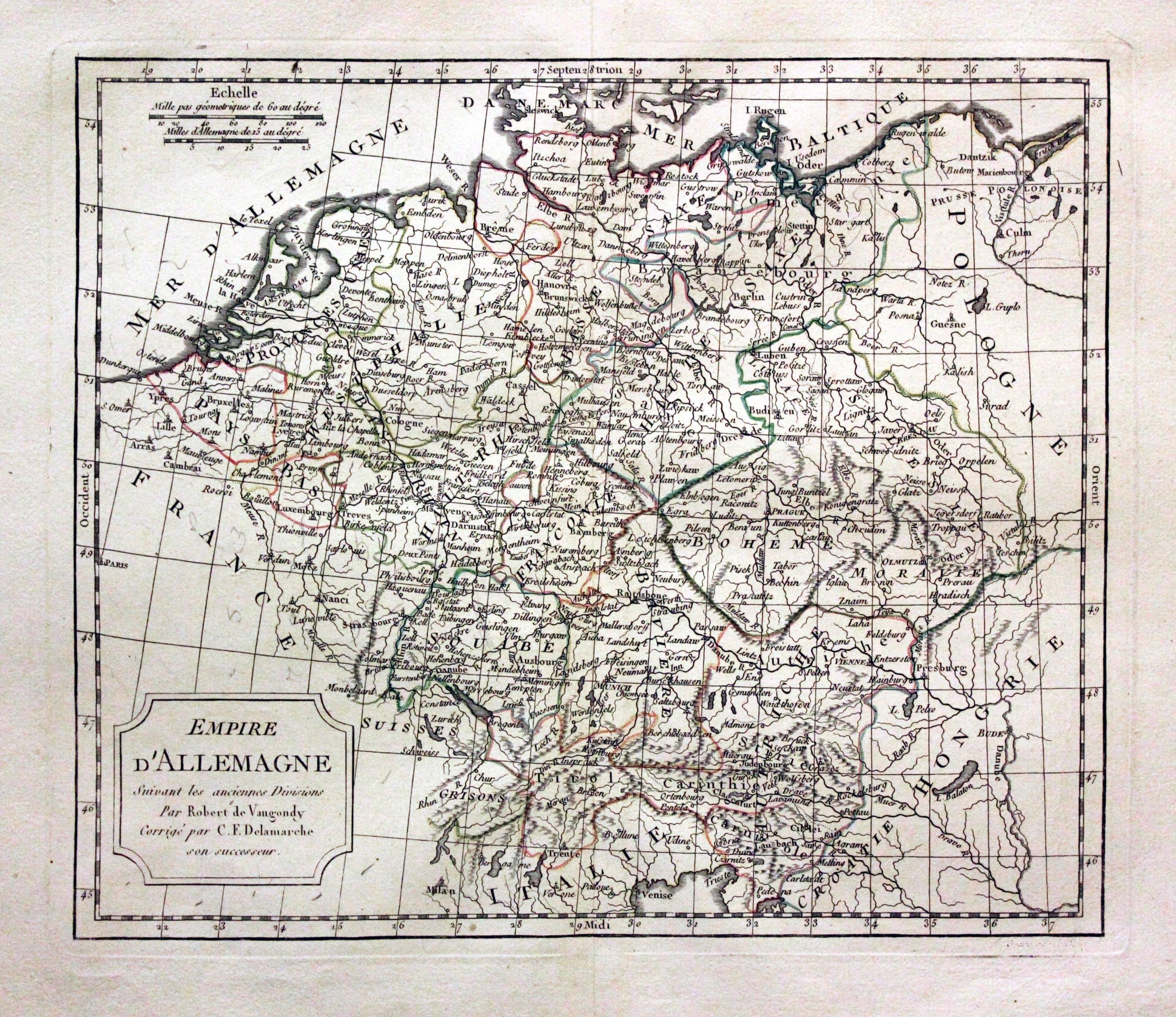 Germany, Robert de Vaugondy / Charles Francois Delamarche, 1812  Germany, Robert de Vaugondy / Charles Francois Delamarche, 1812