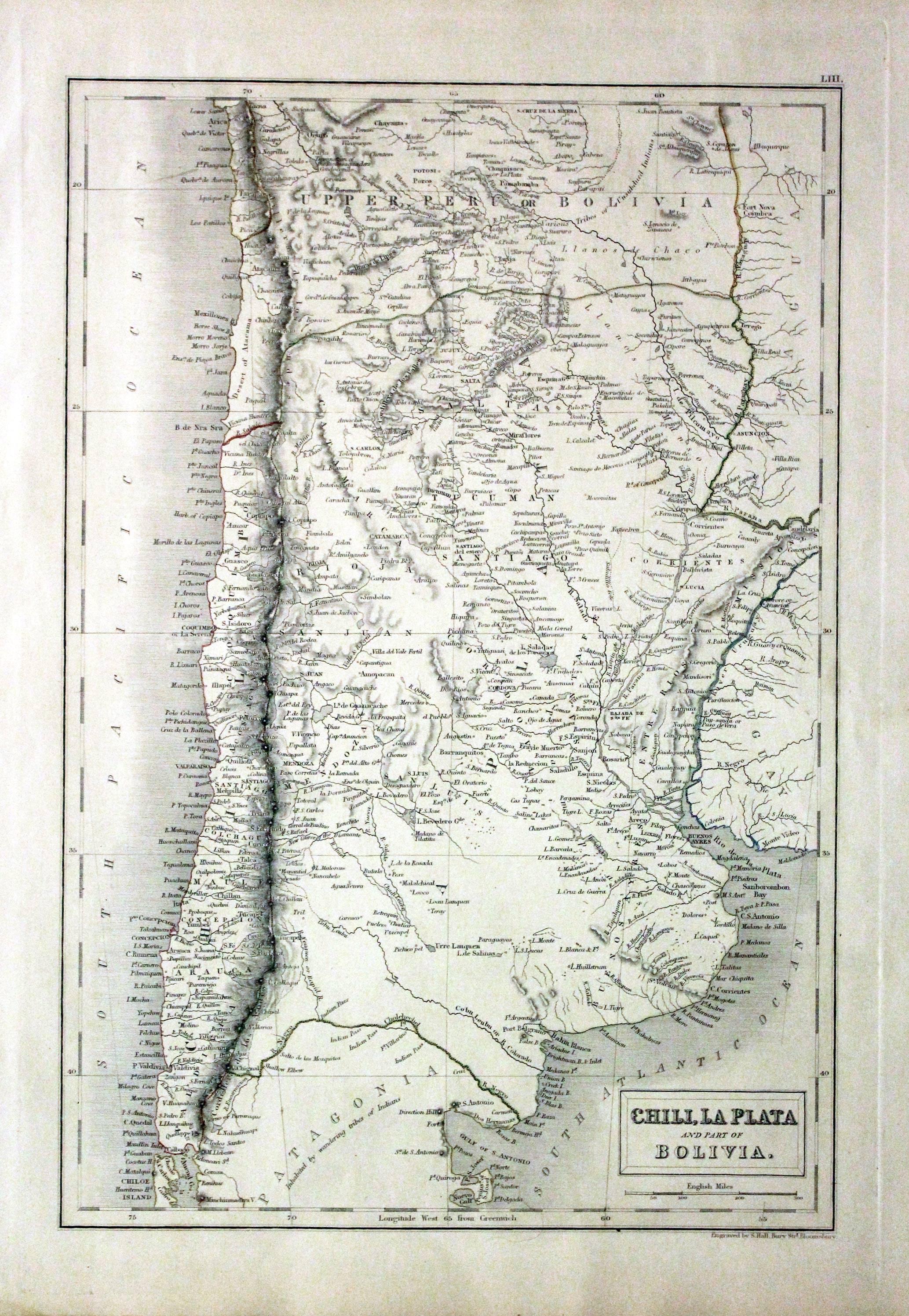 Chili, La Plata and Bolivia, Sidney Hall, 1845  Chili, La Plata and Bolivia, Sidney Hall, 1845