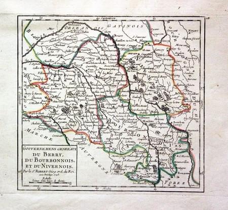 Berry, Bournonnois,Nivernois, G. Robert de Vaugondy, 1749