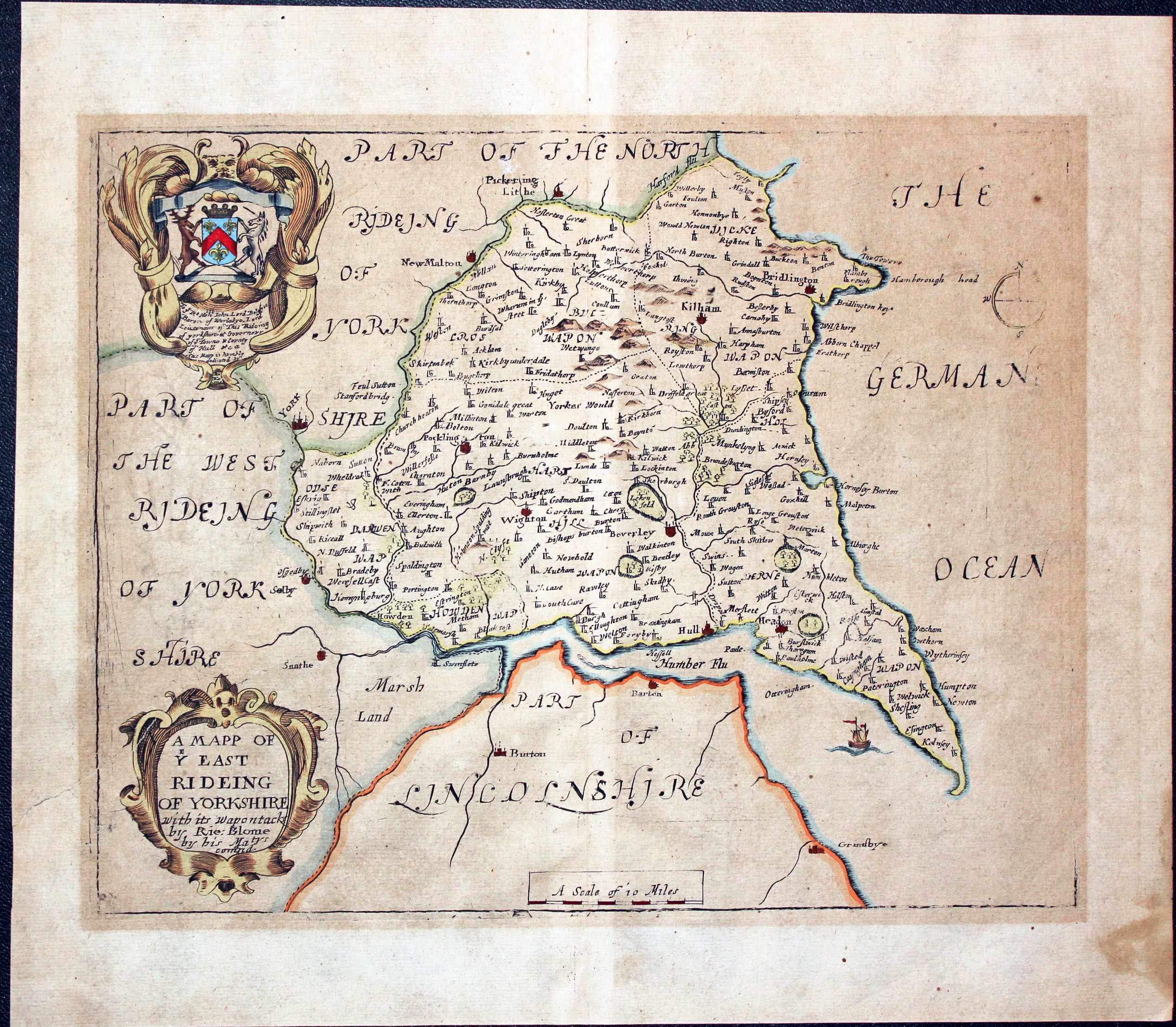 Map of East Riding of Yorkshire by Richard Blome, 1673