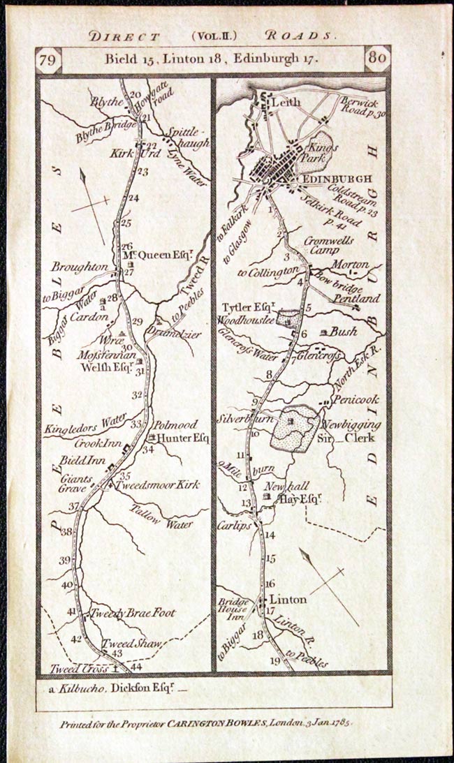Road Map Scotland, Carington Bowles, 1785