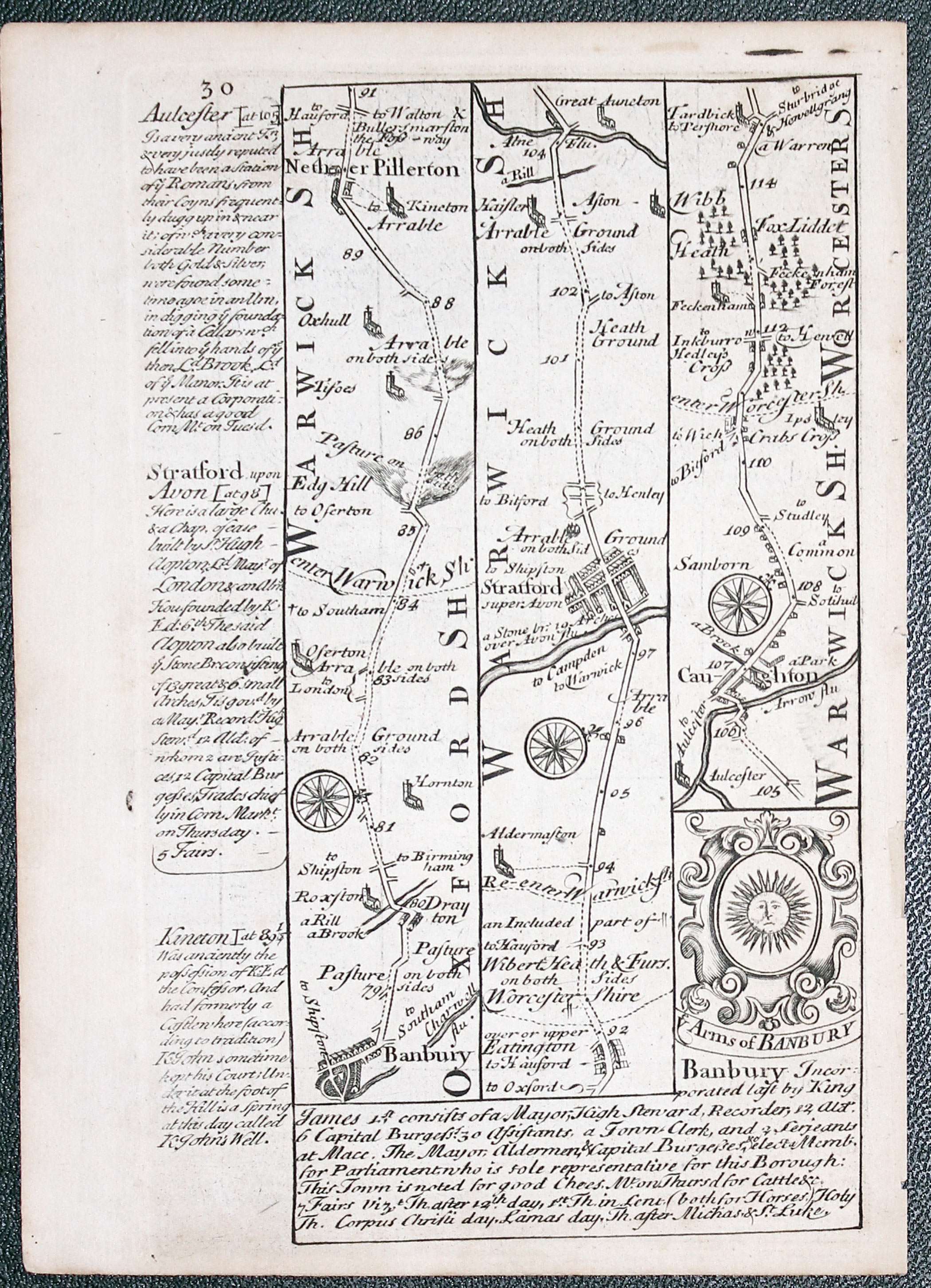 Road map Wendover to Buckingham. Owen/Bowen c.1730
