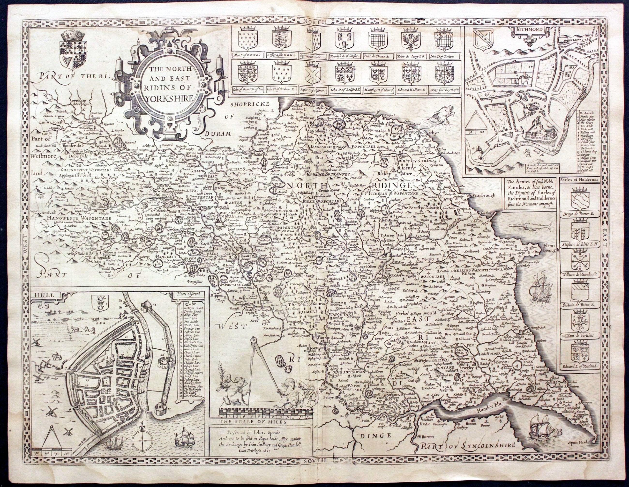 Map of North & East Ridings of Yorkshire by John Speed, 1646