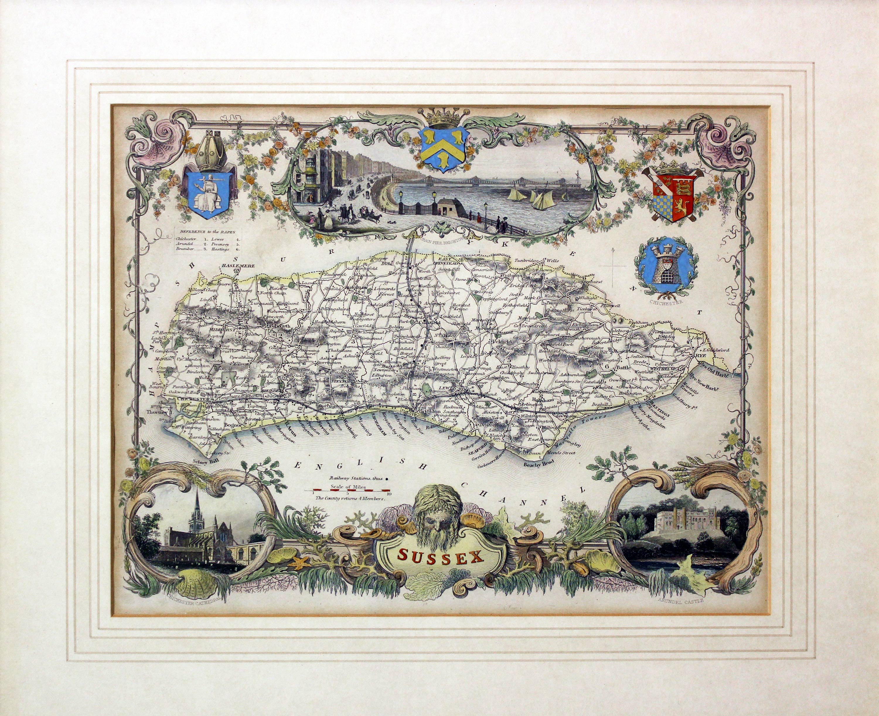 Map of Sussex by Thomas Moule  Map of Sussex by Thomas Moule