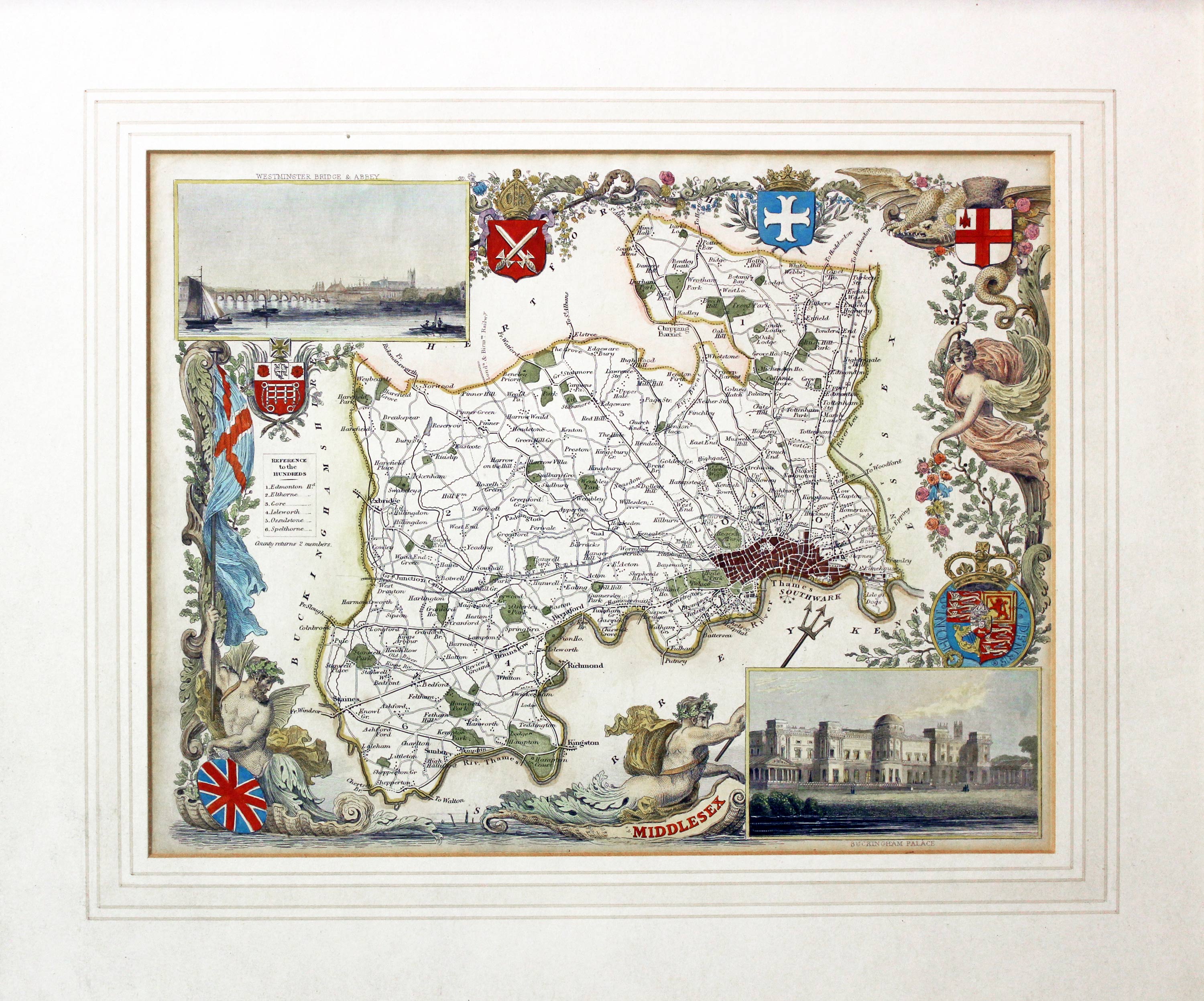 Map of Middlesex by Thomas Moule  Map of Middlesex by Thomas Moule