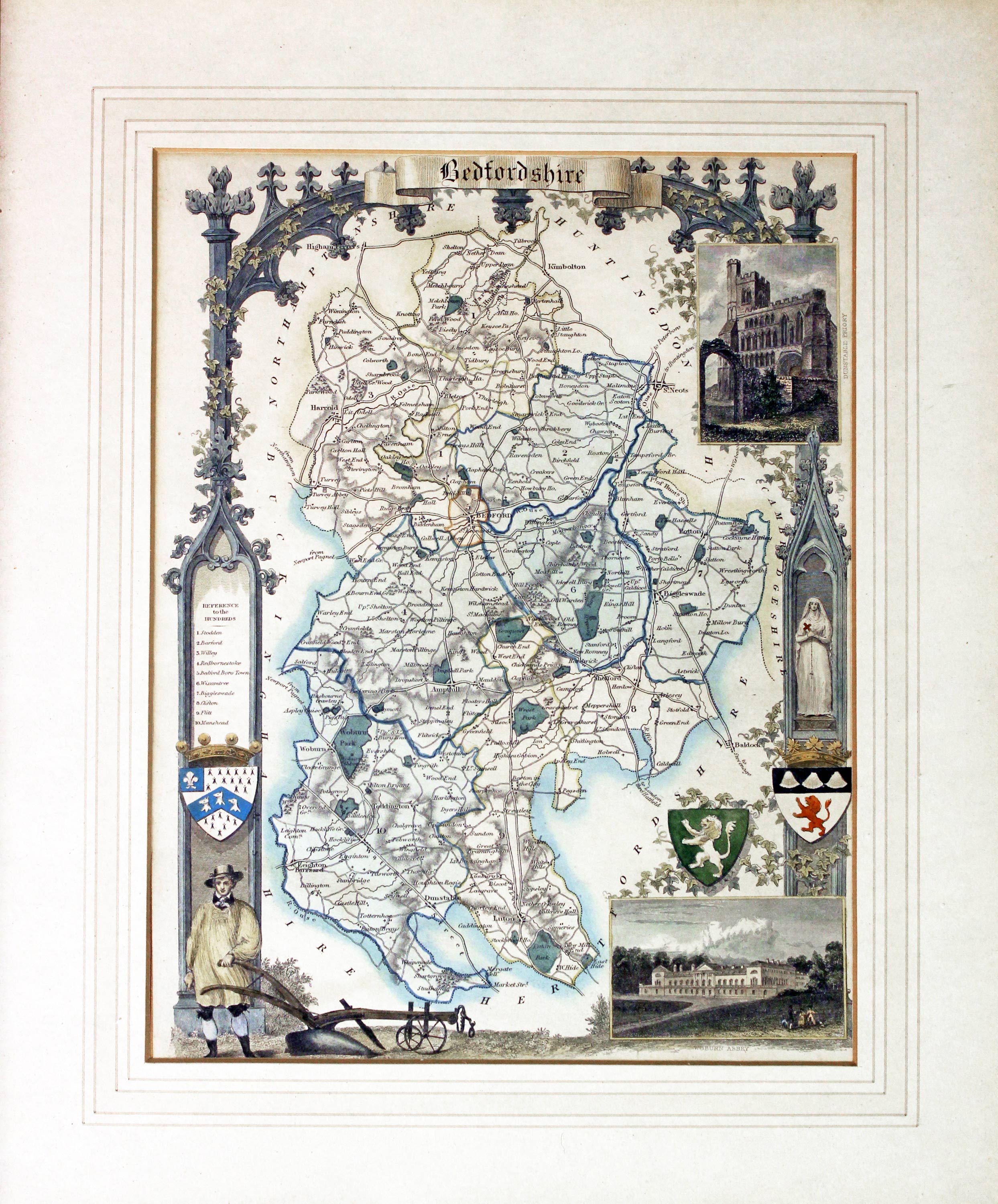 Antique map of Bedfordshire by Thomas Moule  Antique map of Bedfordshire by Thomas Moule