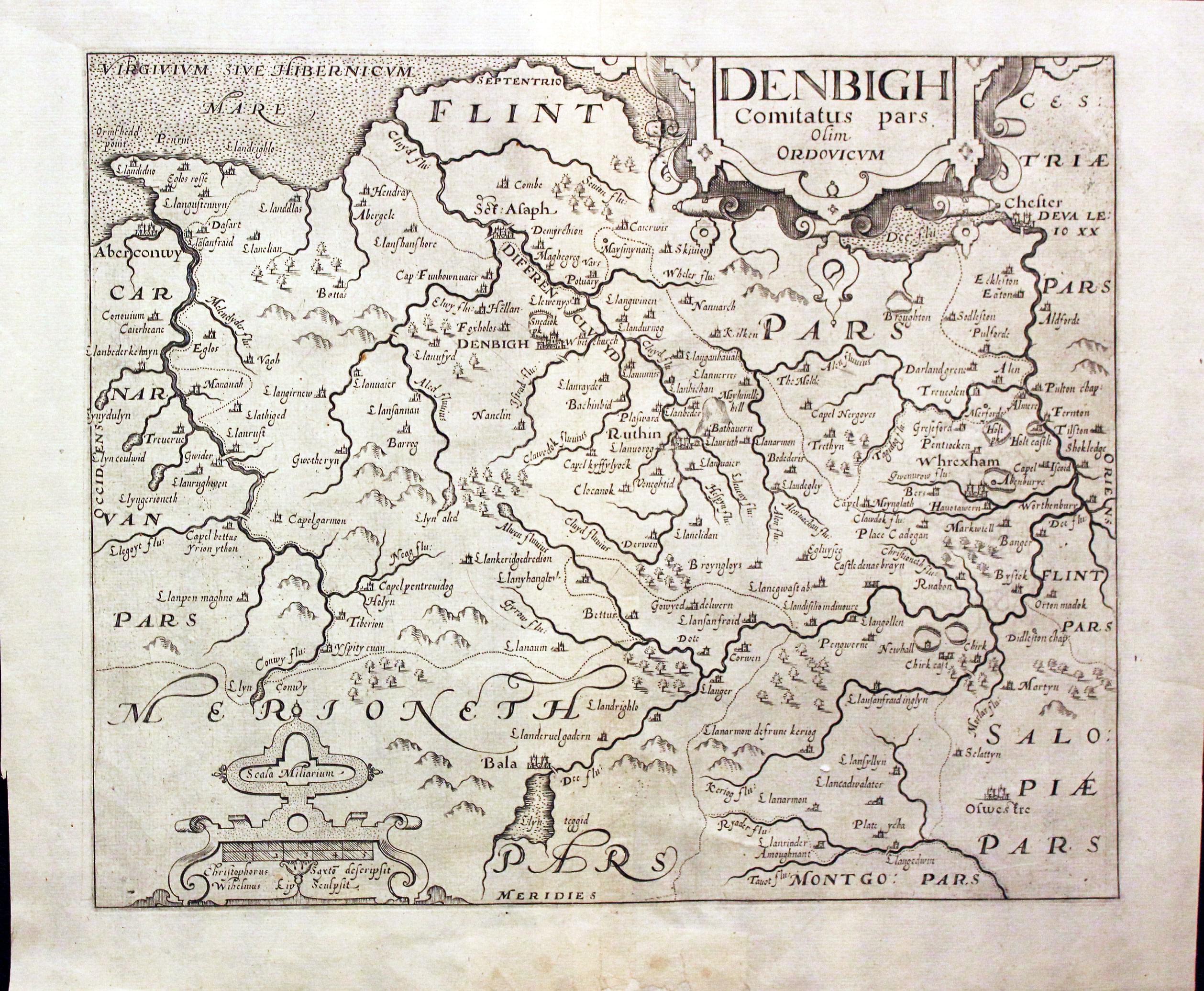 Map of Denbighshire engraved by William Kip after Christopher Saxton  Map of Denbighshire engraved by William Kip after Christopher Saxton