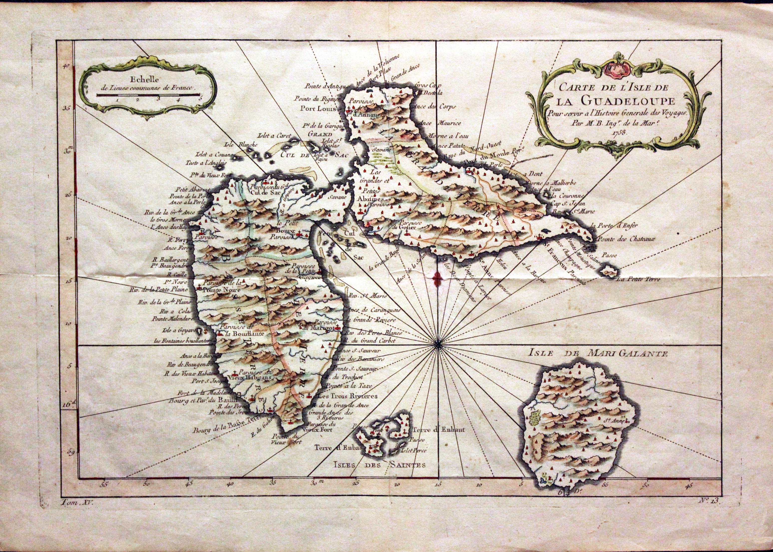 Guadeloupe, Jacques Nicolas Bellin, 1758