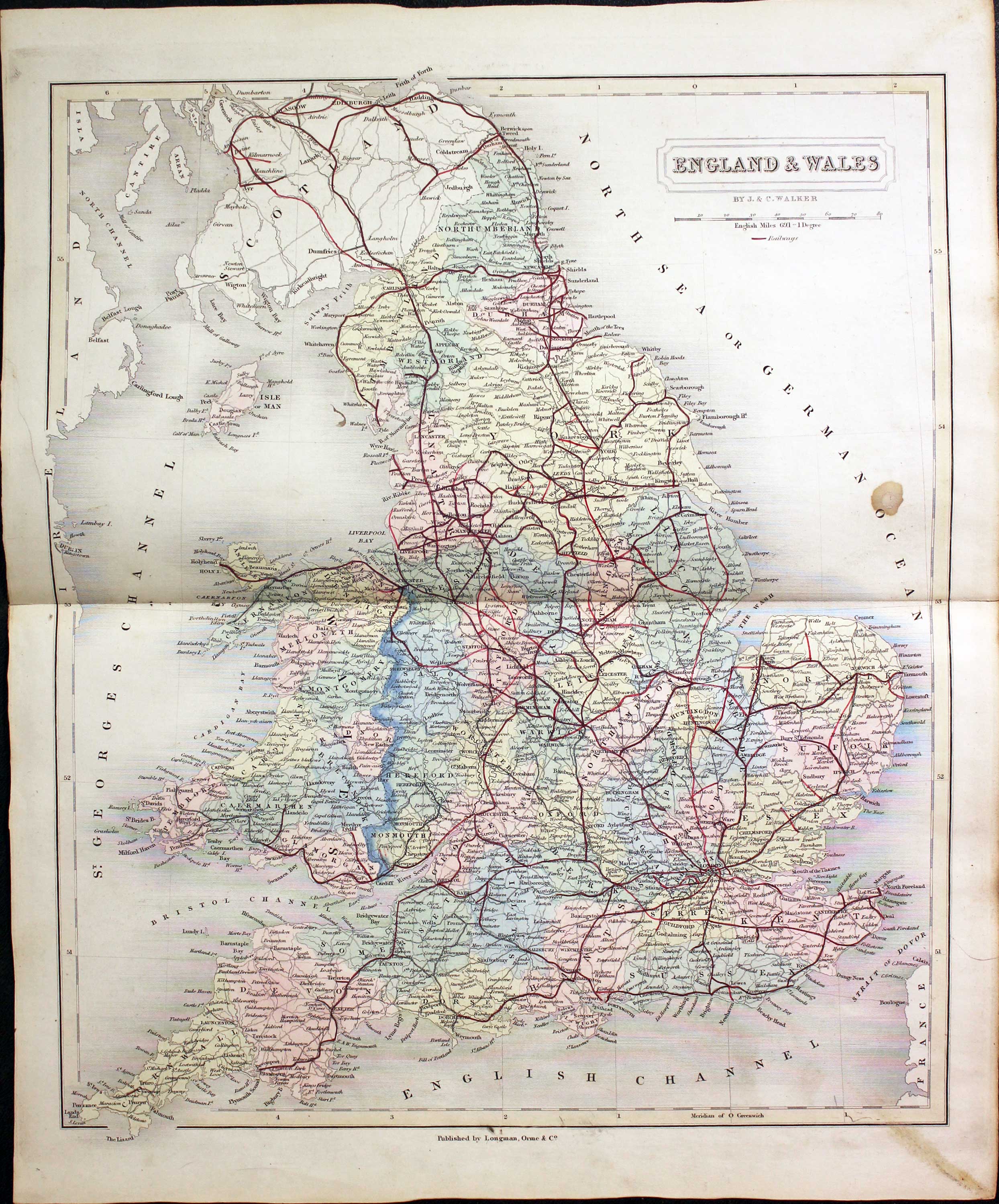 Map of England and Wales by John and Charles Walker 1851  Map of England and Wales by John and Charles Walker 1851