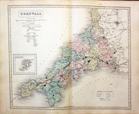 Map of Cornwall by John and Charles Walker 1851