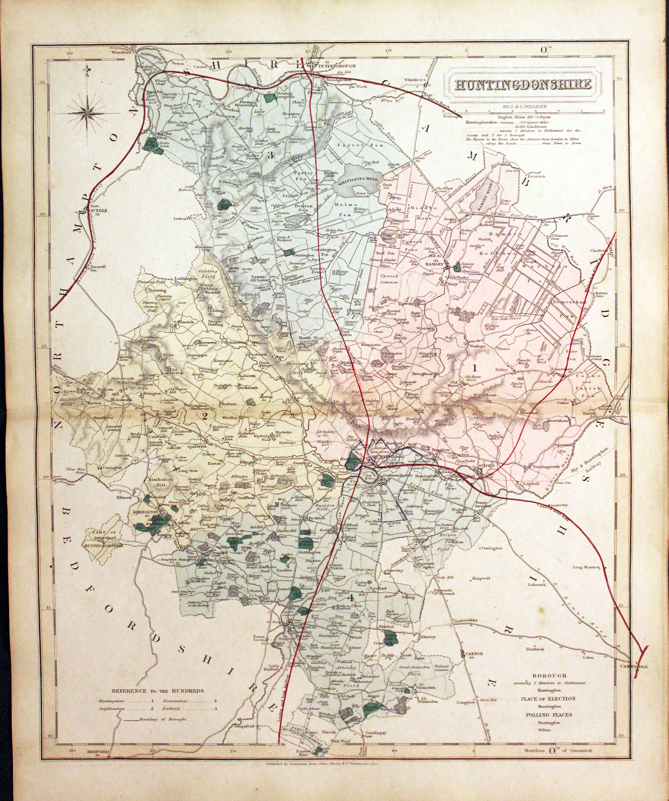 Map of Huntingdonshire by John and Charles Walker 1851  Map of Huntingdonshire by John and Charles Walker 1851