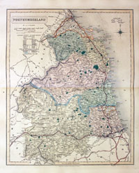 Map of Northumberland by John and Charles Walker 1851