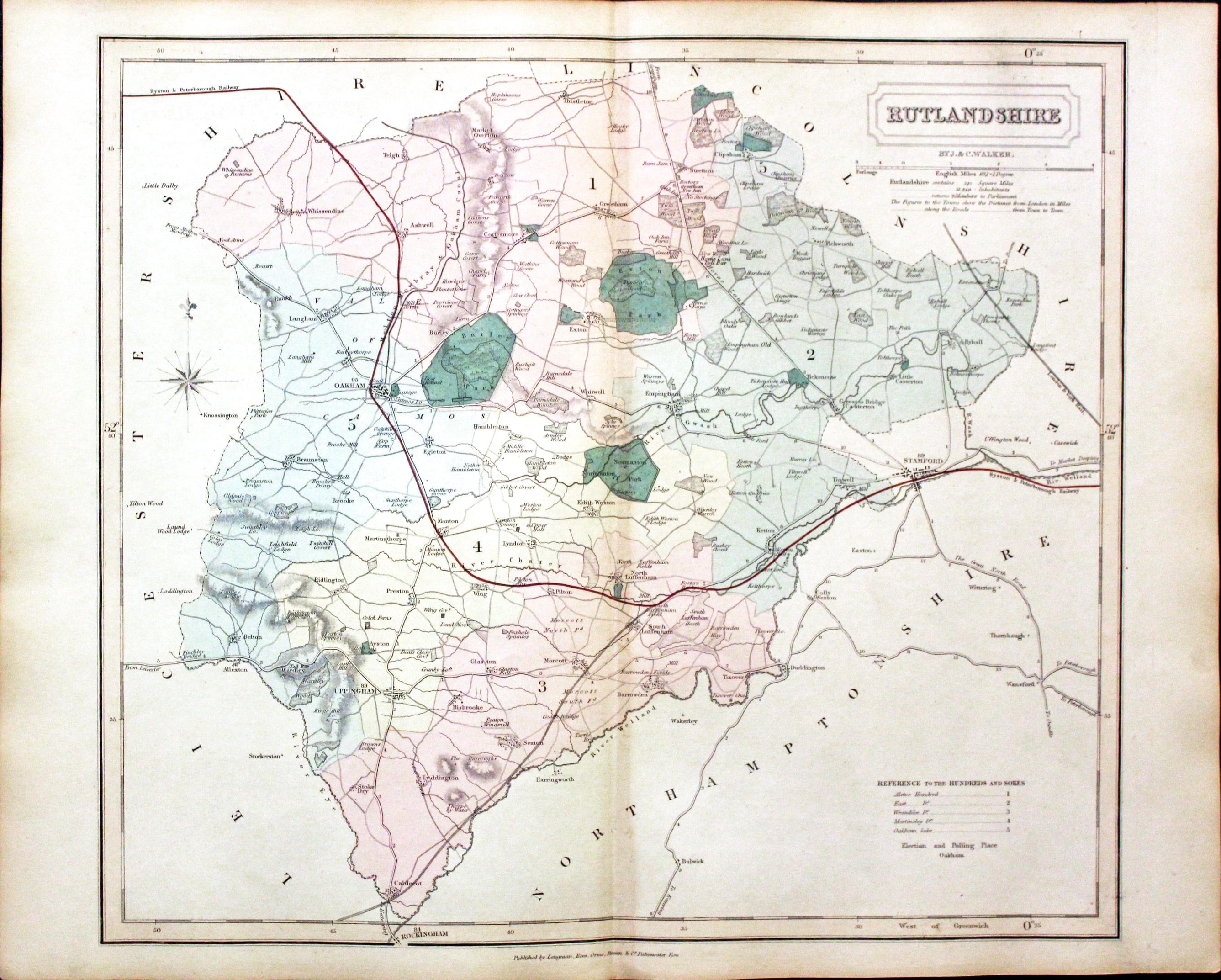 Map of Rutlandshire by John and Charles Walker 1851  Map of Rutlandshire by John and Charles Walker 1851