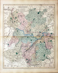 Map of Shropshire by John and Charles Walker 1851