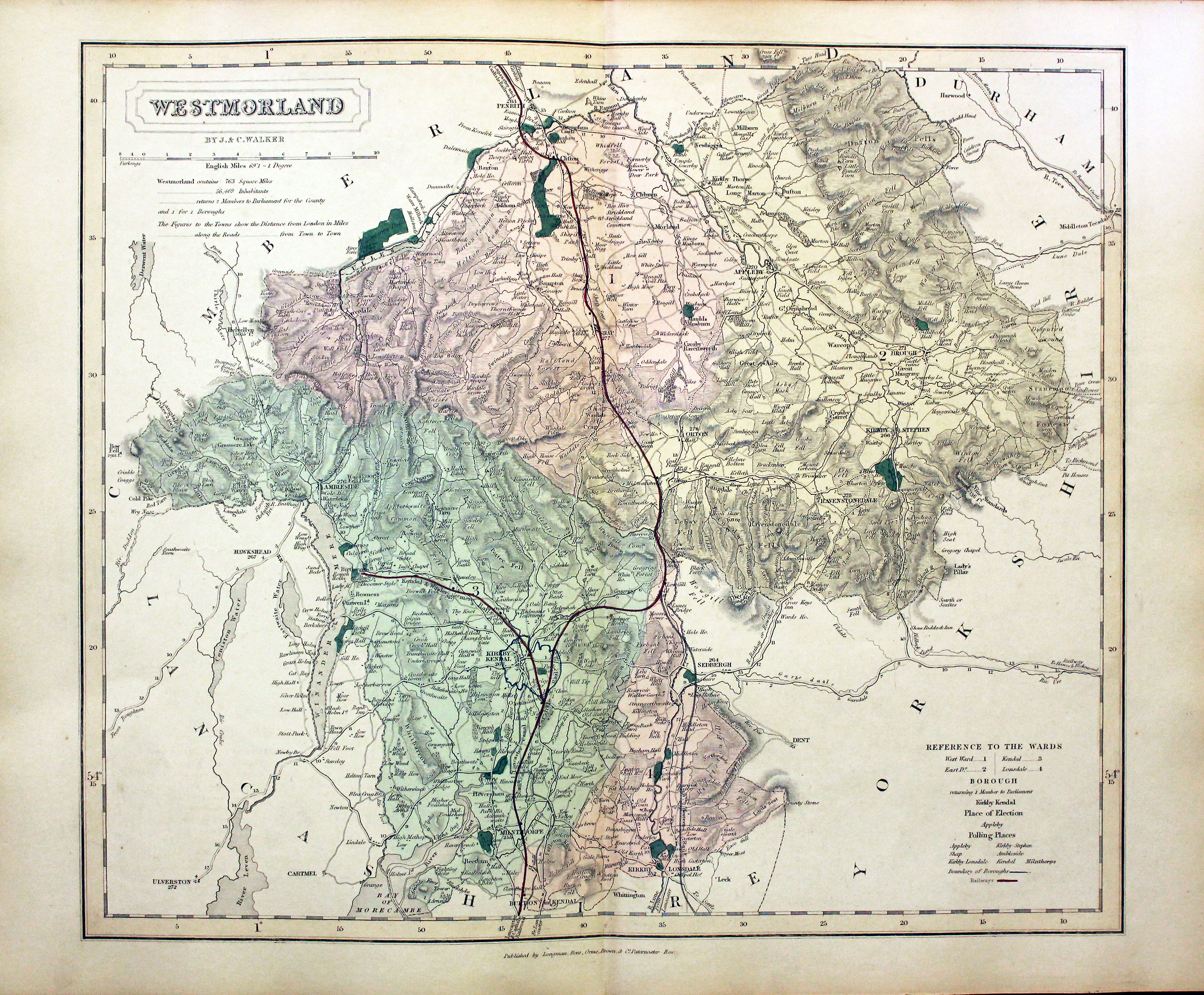 Map of Westmorland by John and Charles Walker 1851  Map of Westmorland by John and Charles Walker 1851