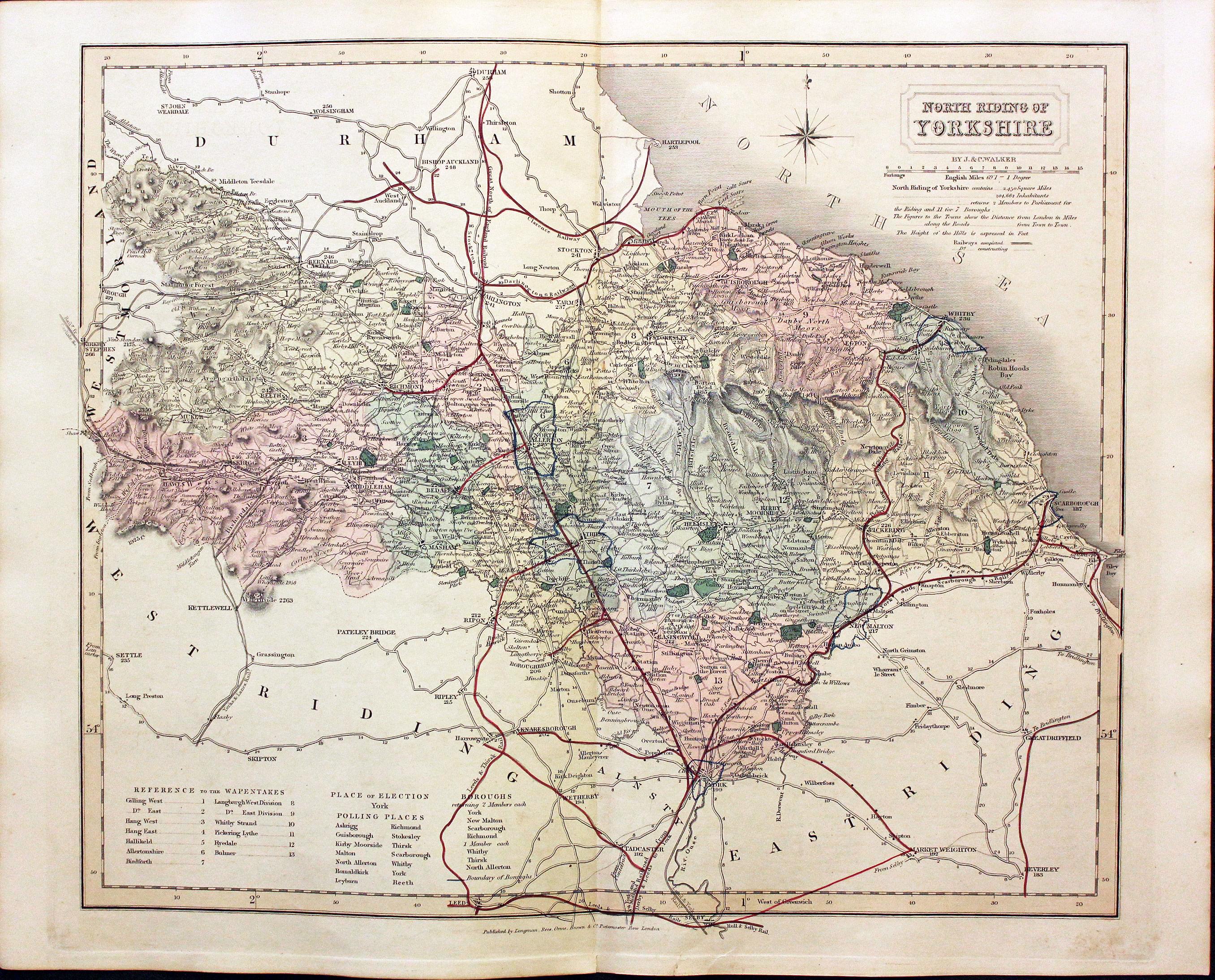 Map of North West Riding by John and Charles Walker 1851  Map of North West Riding by John and Charles Walker 1851