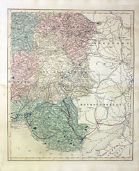 Map of South East Wales by John and Charles Walker 1851
