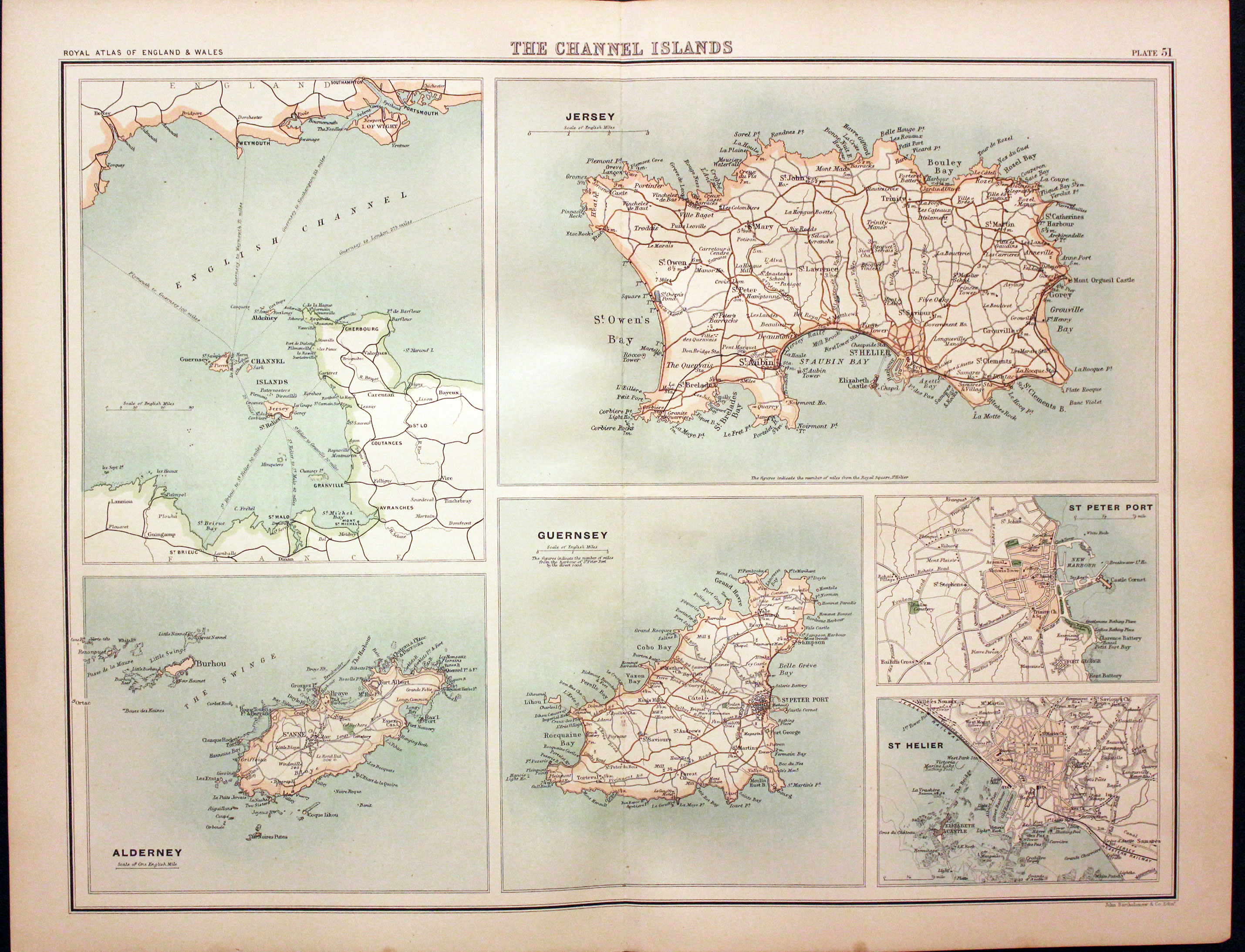 Channel Islands, John Bartholomew, 1898  Channel Islands, John Bartholomew, 1898