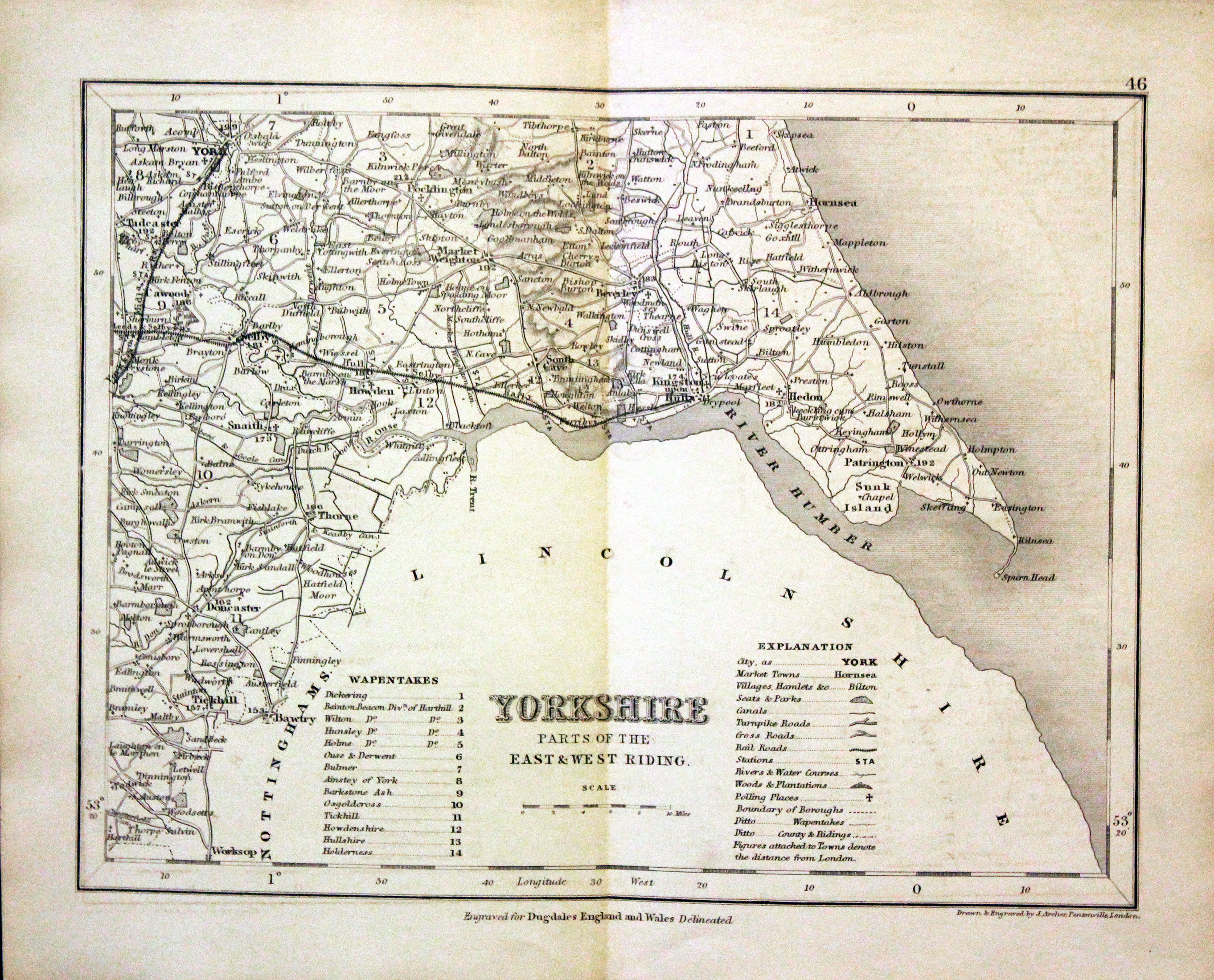 Part of Yorkshire East & West Ridings, Joshua Archer, c.1845