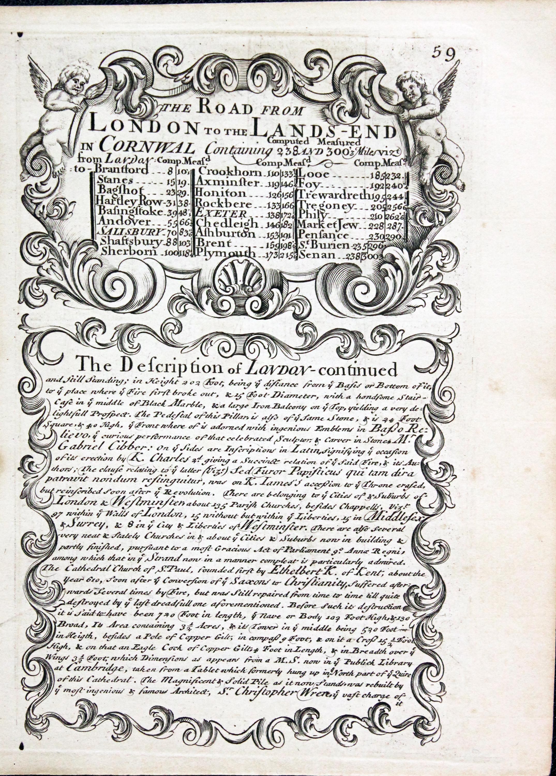 Road map London to Bagshot Owen/Bowen c.1730