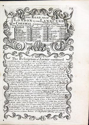 Road map London to Bagshot Owen/Bowen c.1730