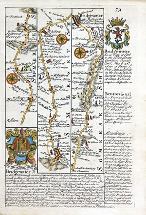Road map Buton to Dulverton. Owen/Bowen c.1730