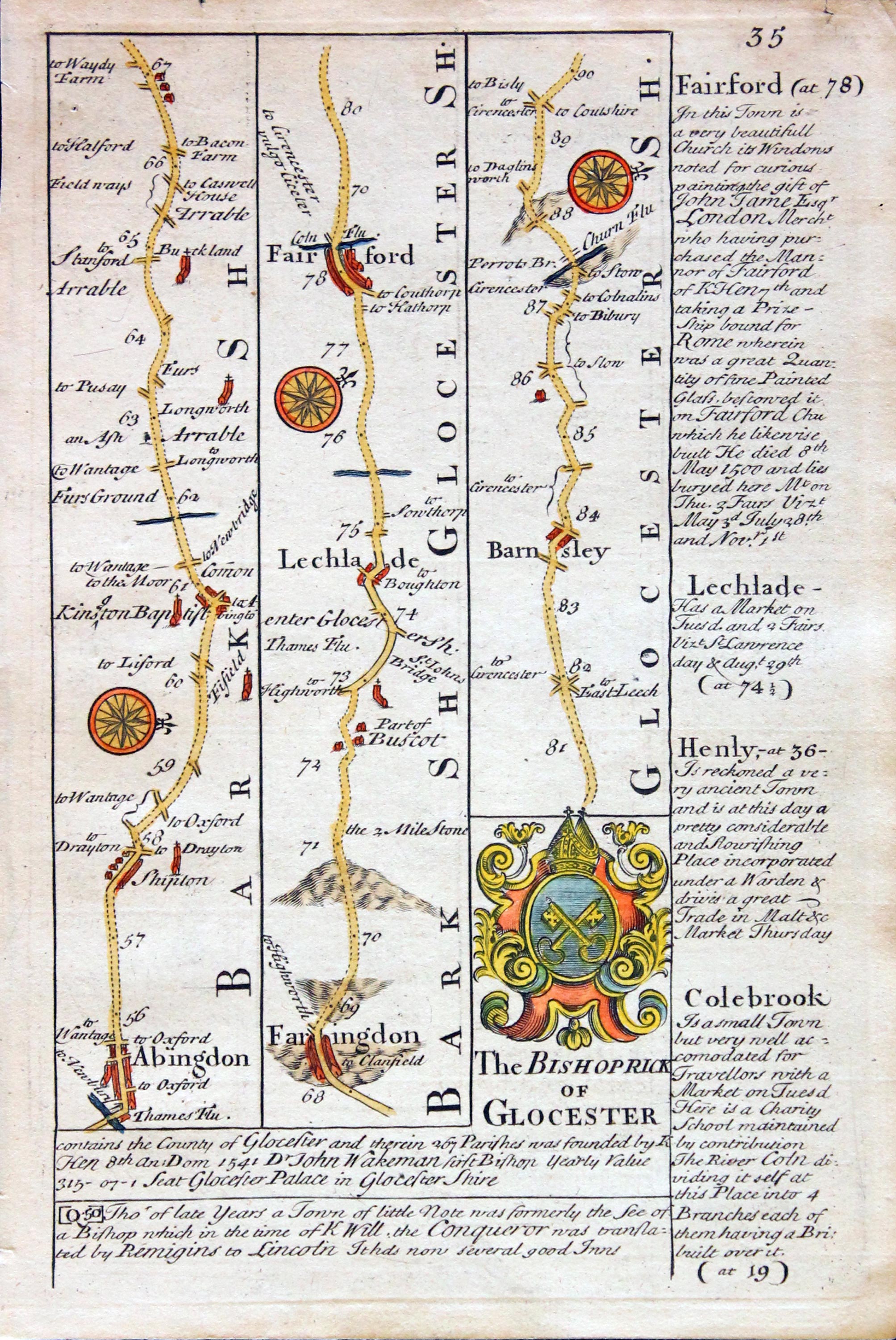 Road Abingdon to Monmouth. Owen/Bowen c.1730