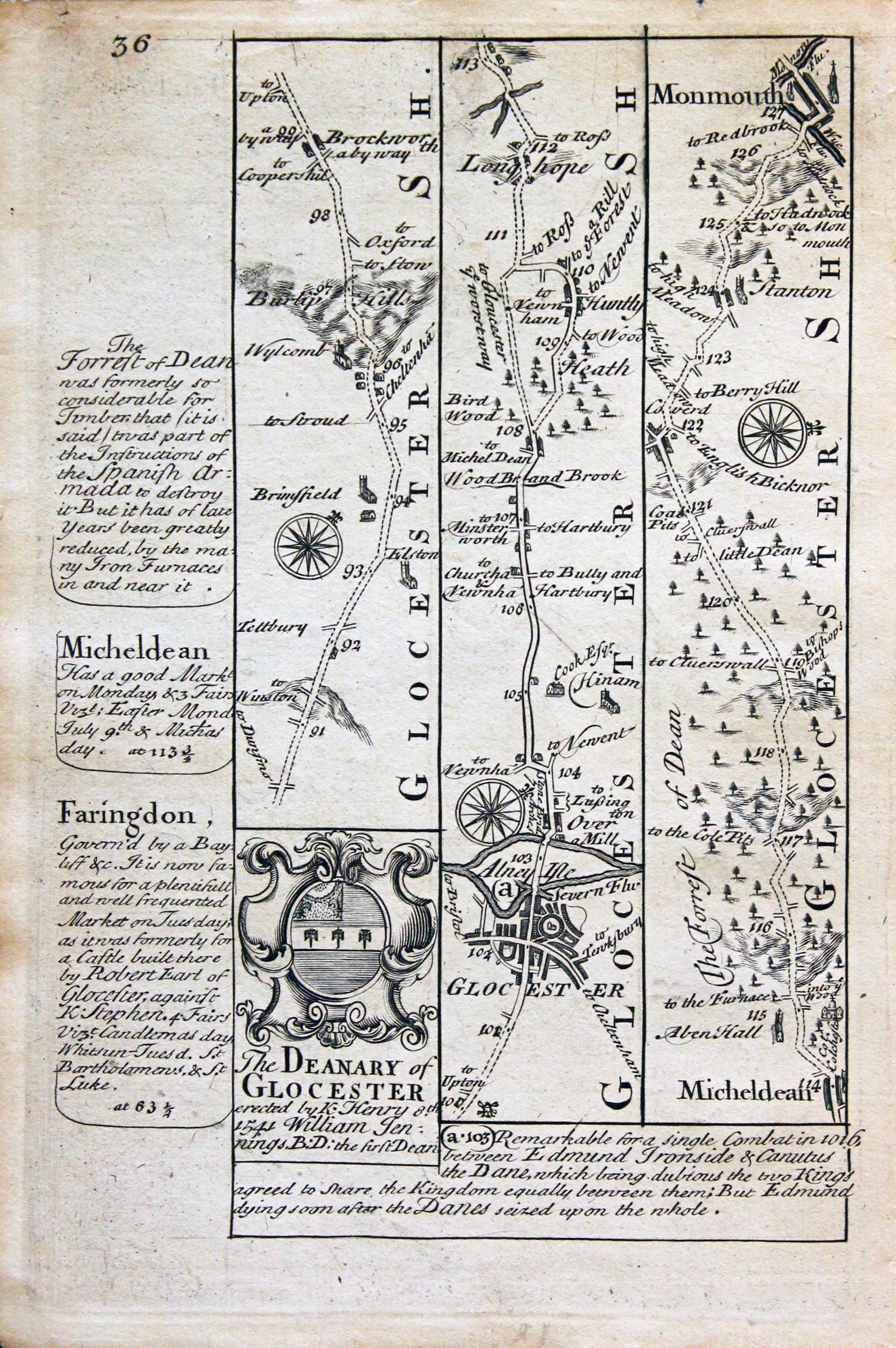 Road Abingdon to Monmouth. Owen/Bowen c.1730