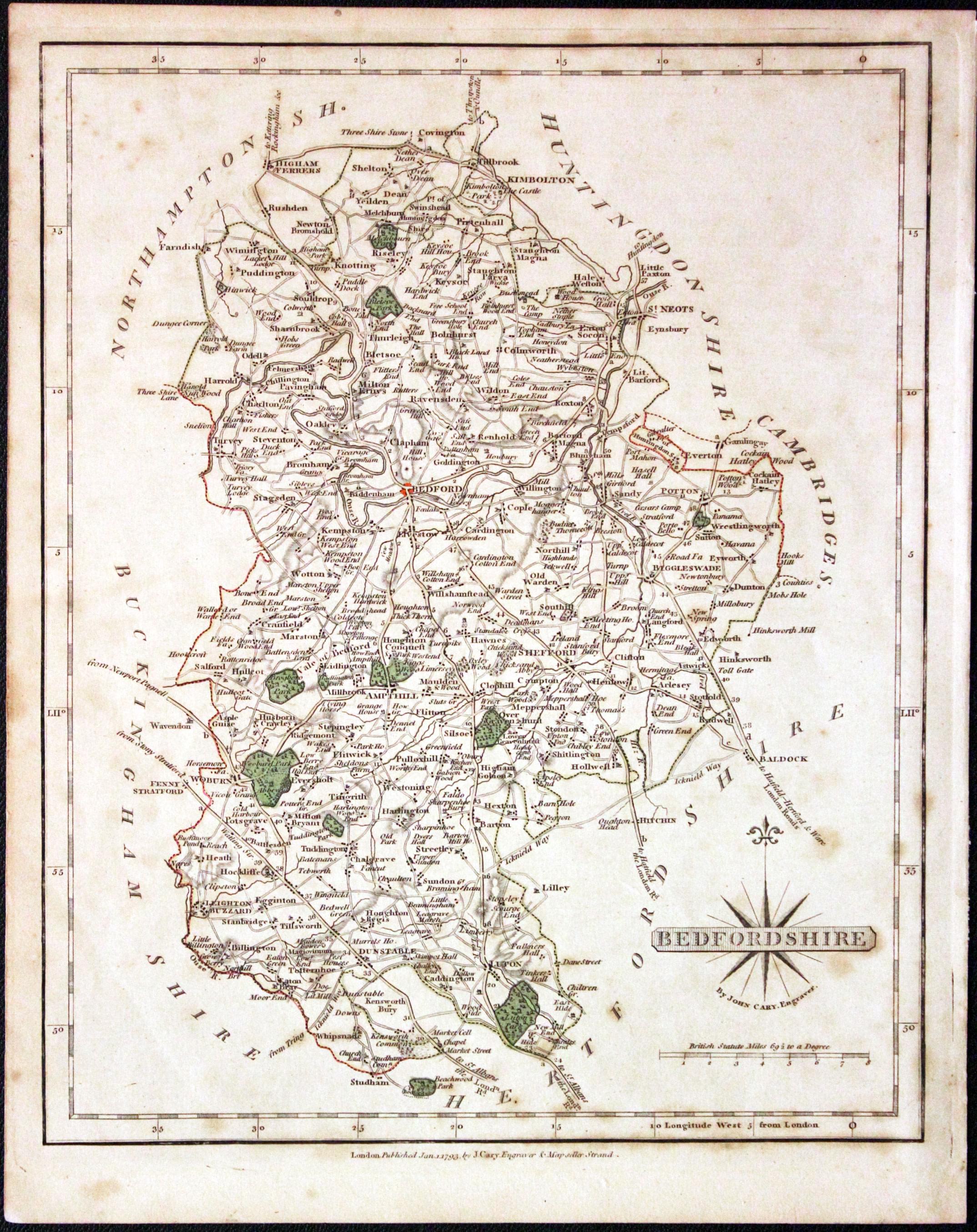 Bedfordshire, John Cary, 1793