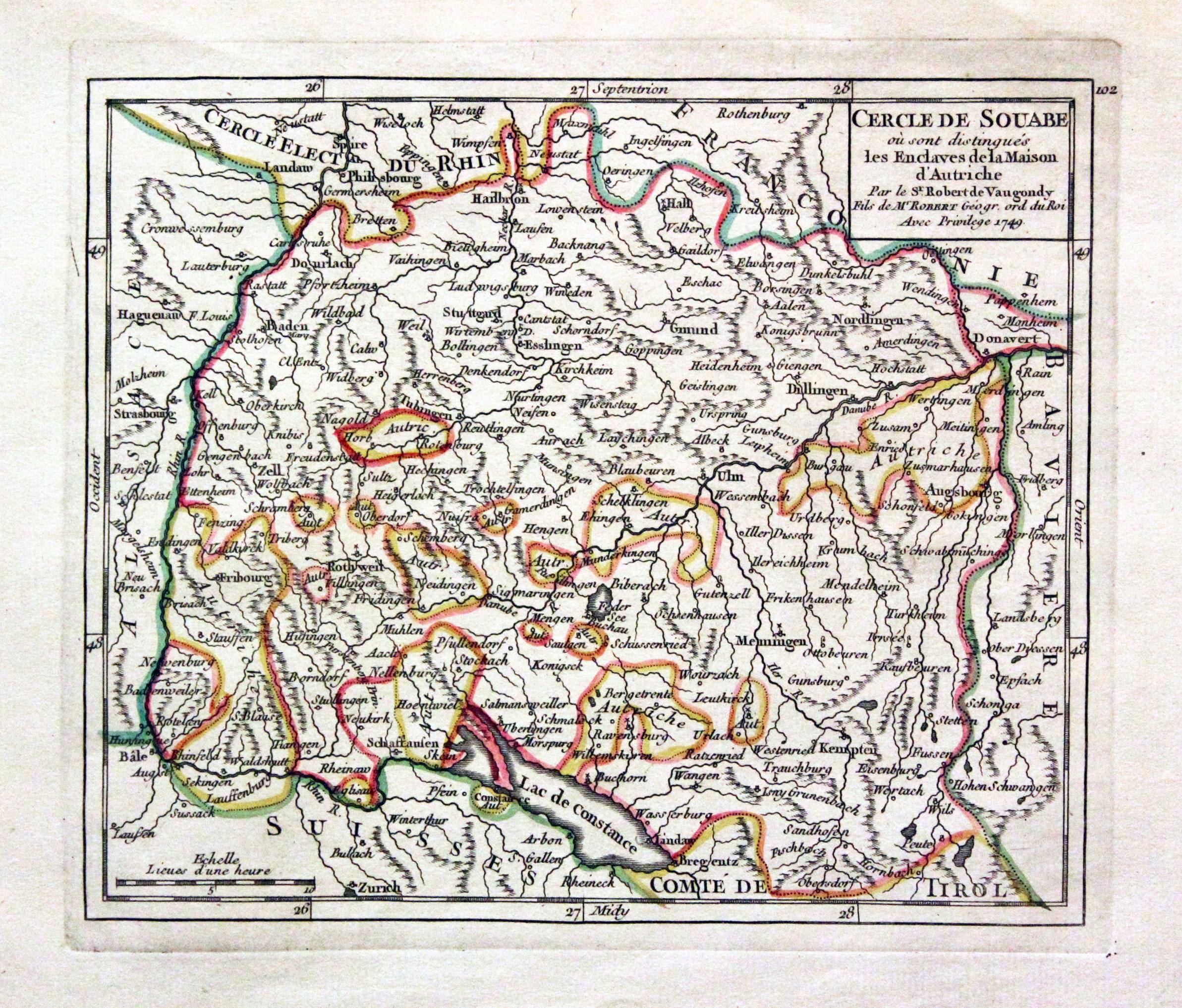 Swabia, G. Robert de Vaugondy, c.1750  Swabia, G. Robert de Vaugondy, c.1750