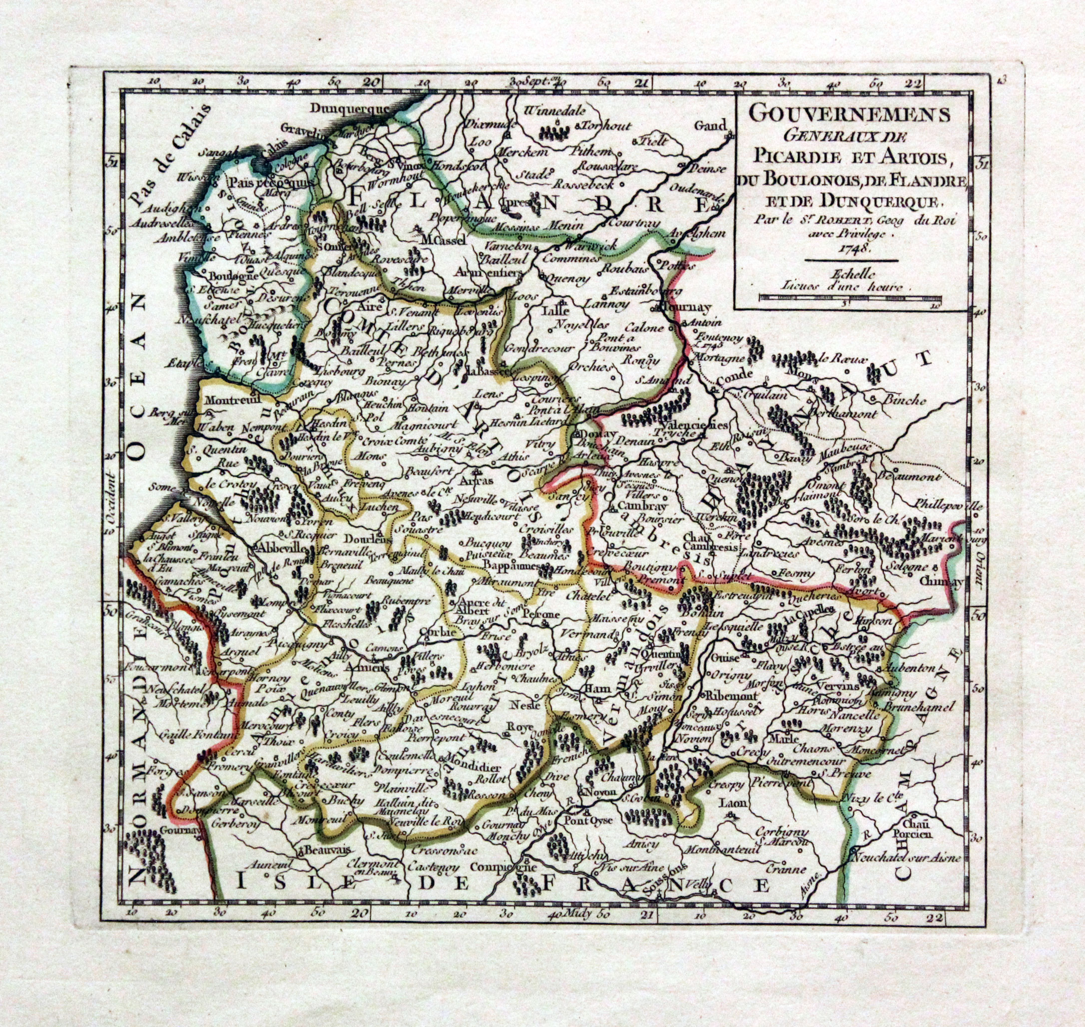 Picardie and Artois, G. Robert de Vaugondy, c.1750