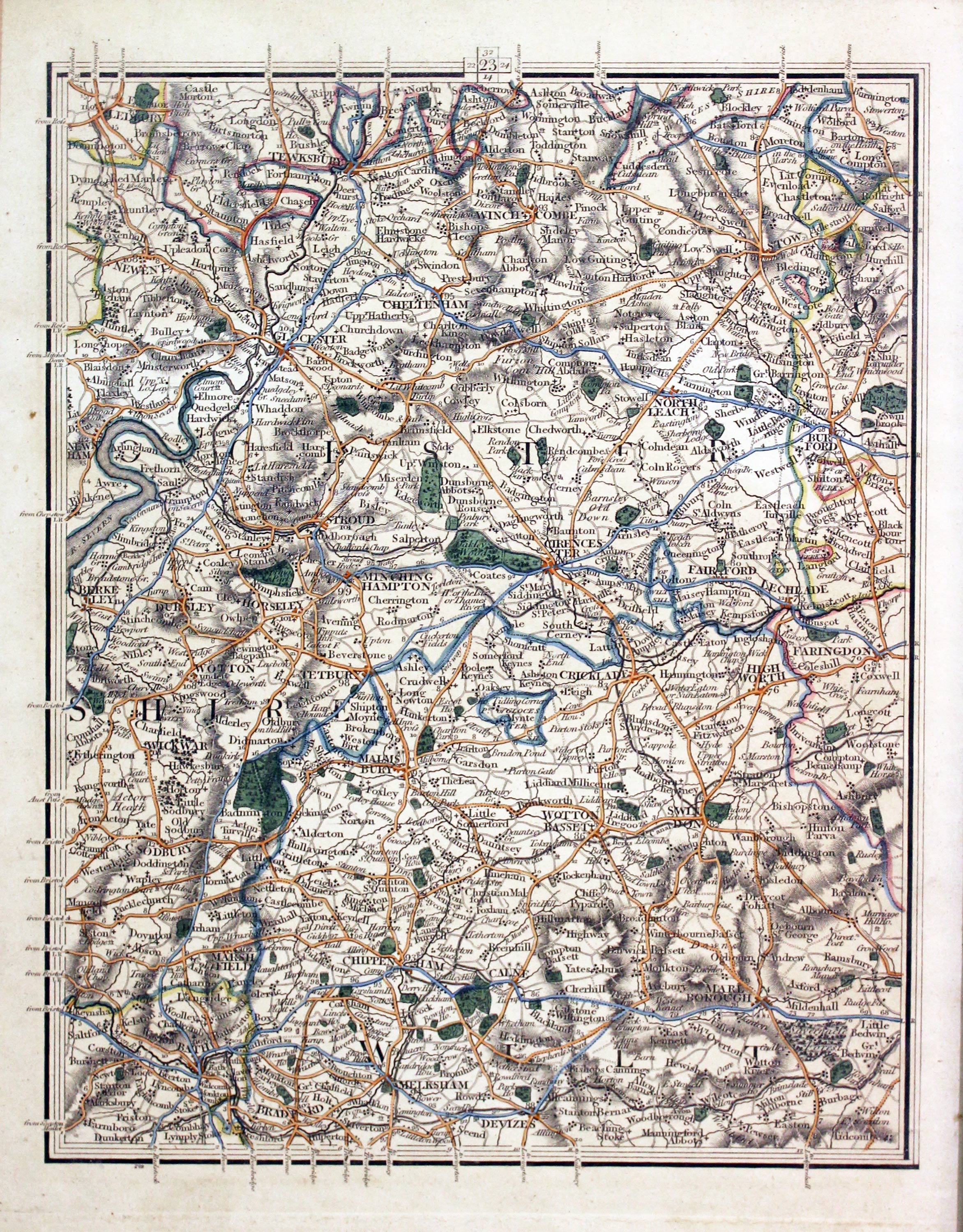 Part of Gloucestershire and Wiltshire, John Cary, 1824