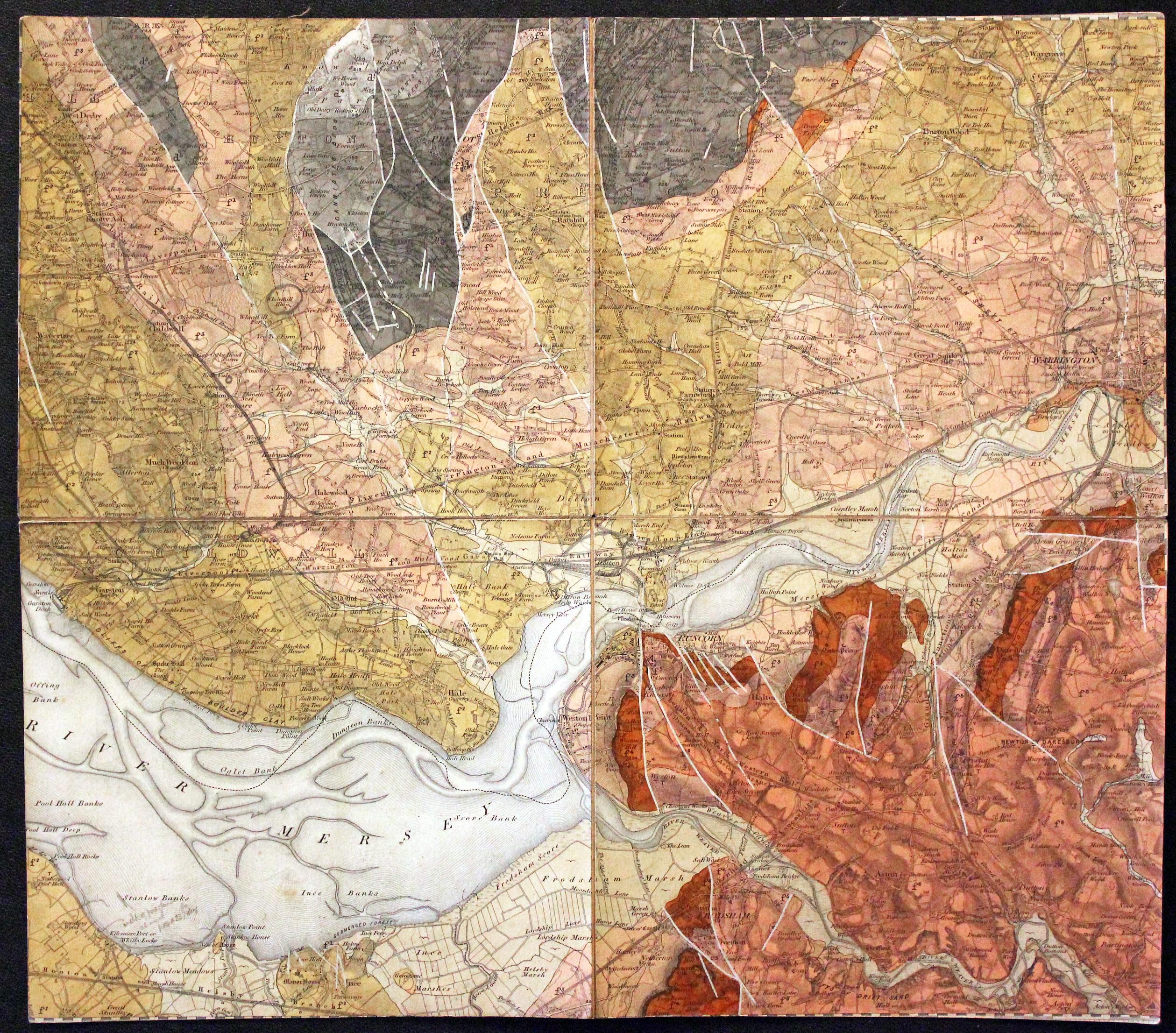 Part Lancasire and Cheshire Geological map c.1910  Part Lancasire and Cheshire Geological map c.1910